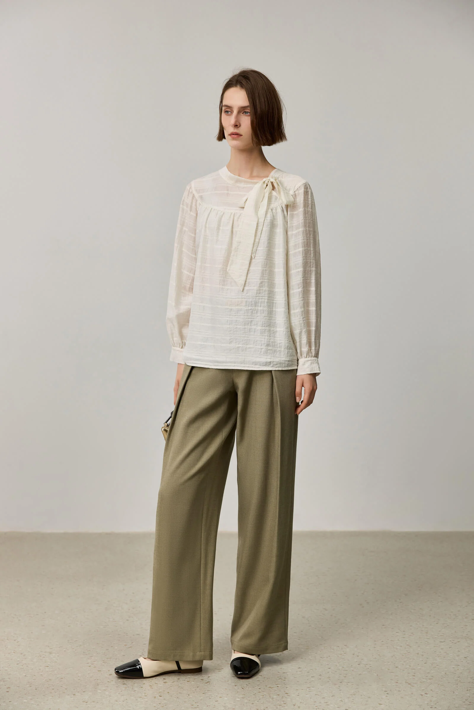 LILY Draped Office Wide-Leg Suit Pants - Image 3