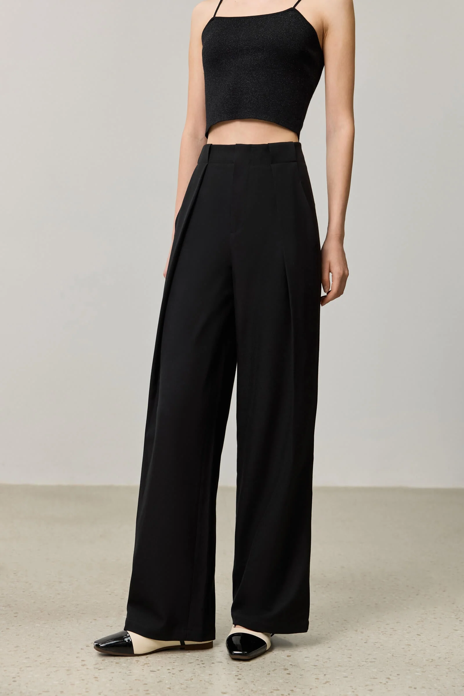 LILY Draped Office Wide-Leg Suit Pants - Image 5