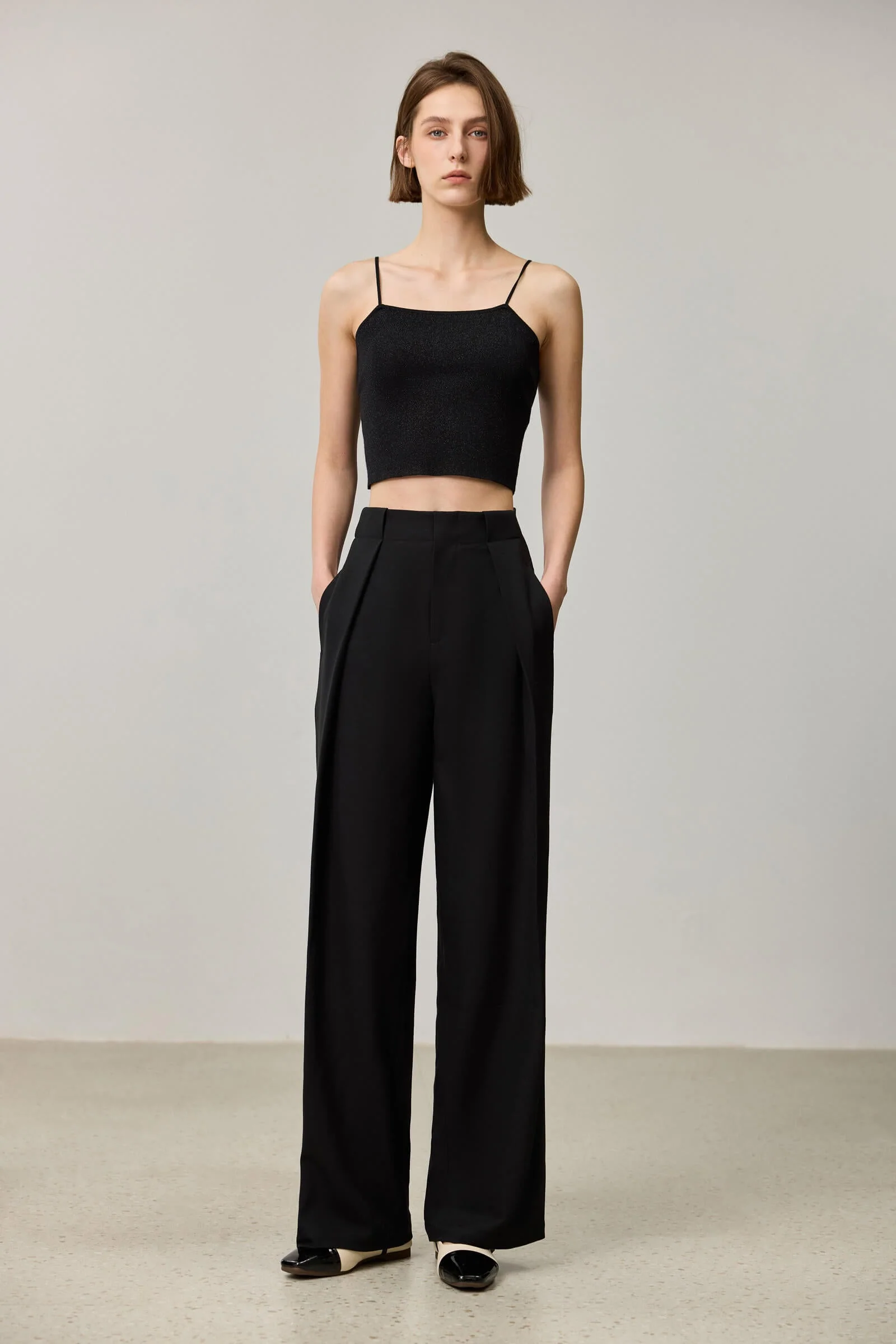 LILY Draped Office Wide-Leg Suit Pants - Image 6