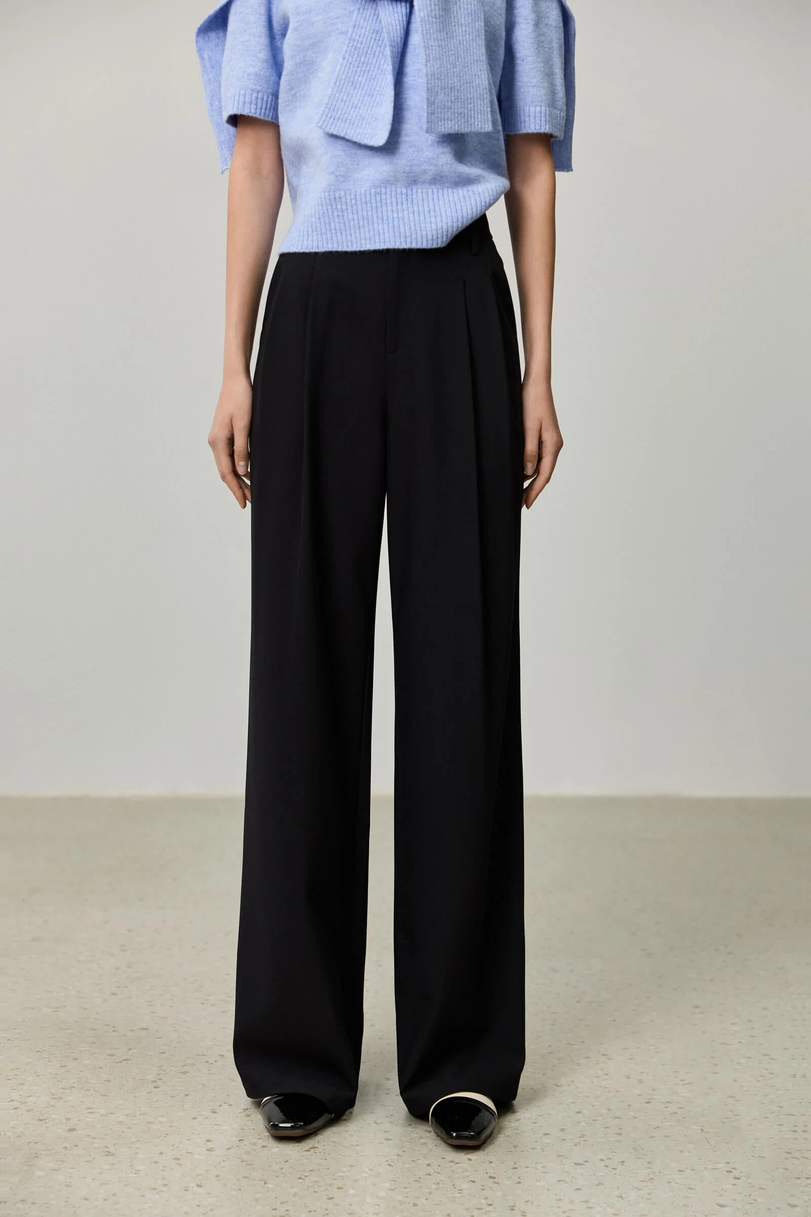 LILY Draped Office Wide-Leg Suit Pants - Image 8
