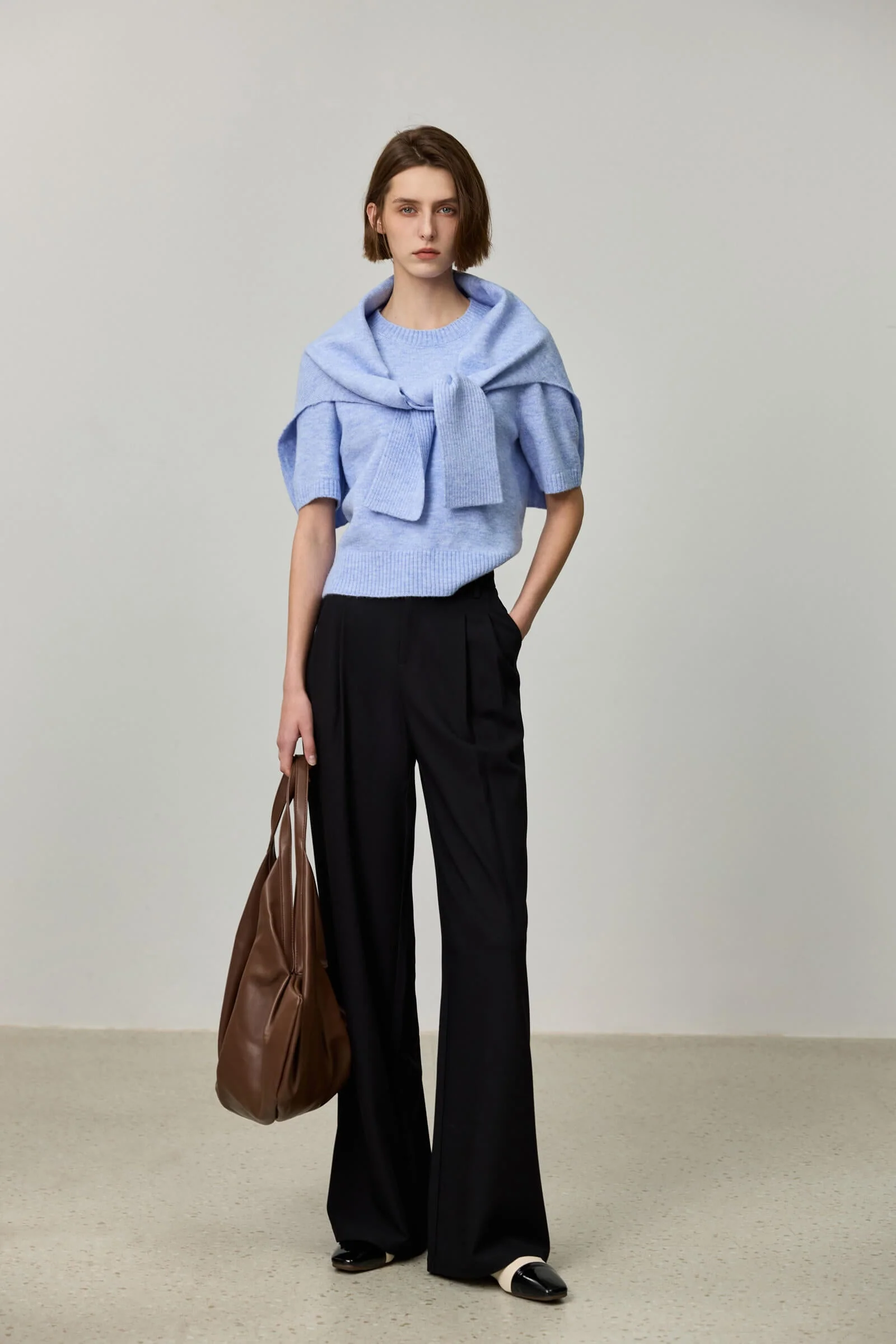 LILY Draped Office Wide-Leg Suit Pants - Image 9