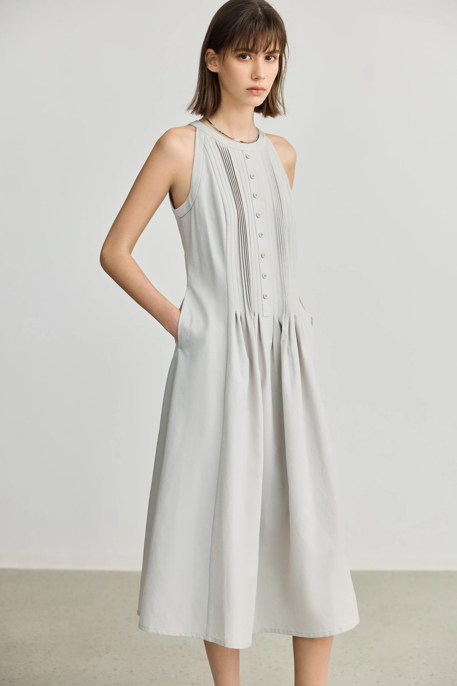 LILY Draped Waist-Cinching Slip Dress - Image 22