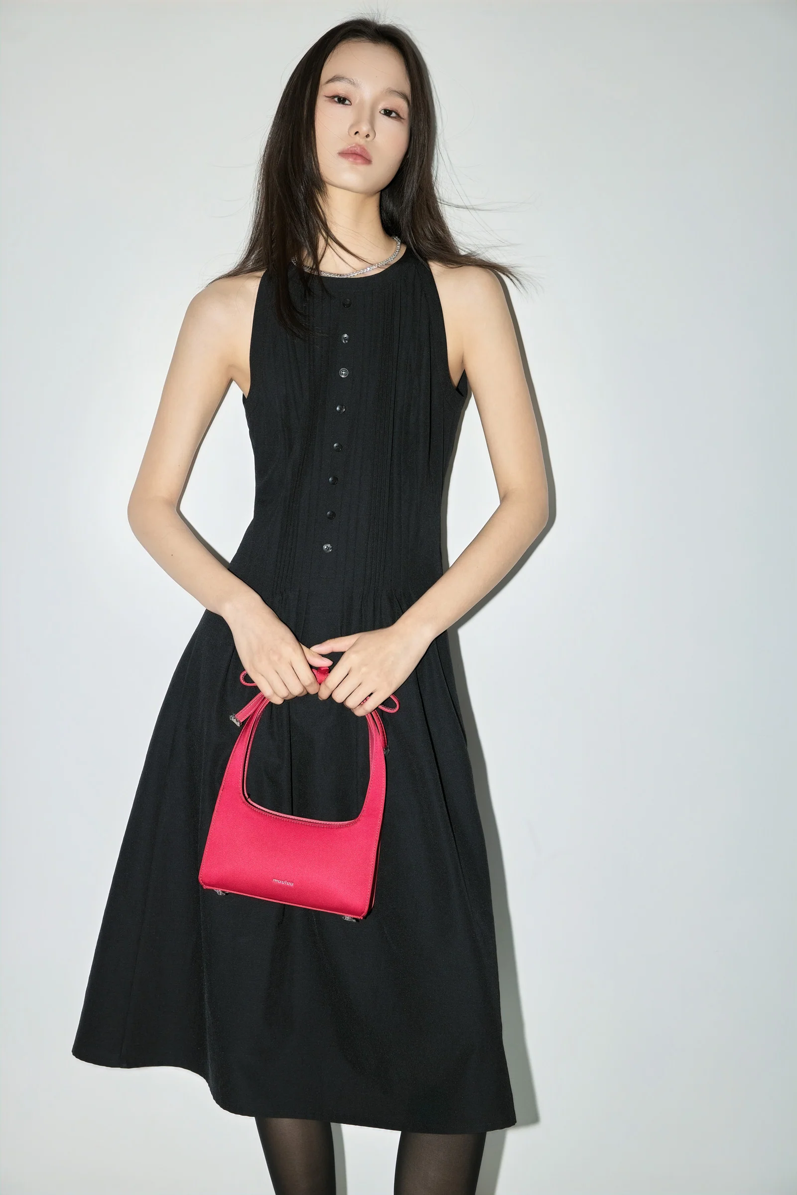 LILY Draped Waist-Cinching Slip Dress - Image 8