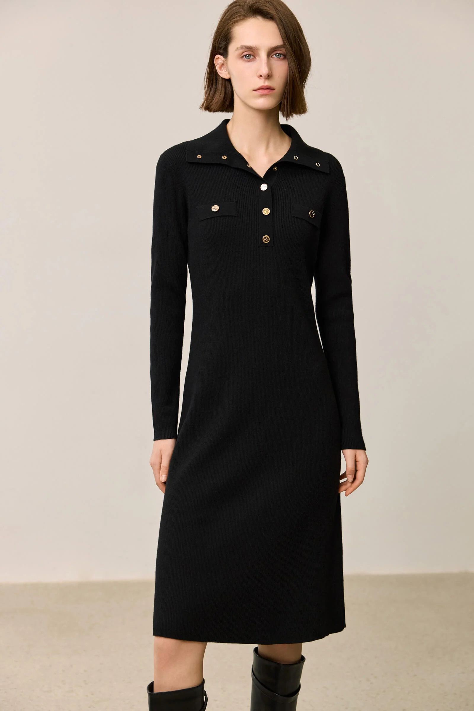 LILY Elegant French Bouclé Little Black Dress - Image 4