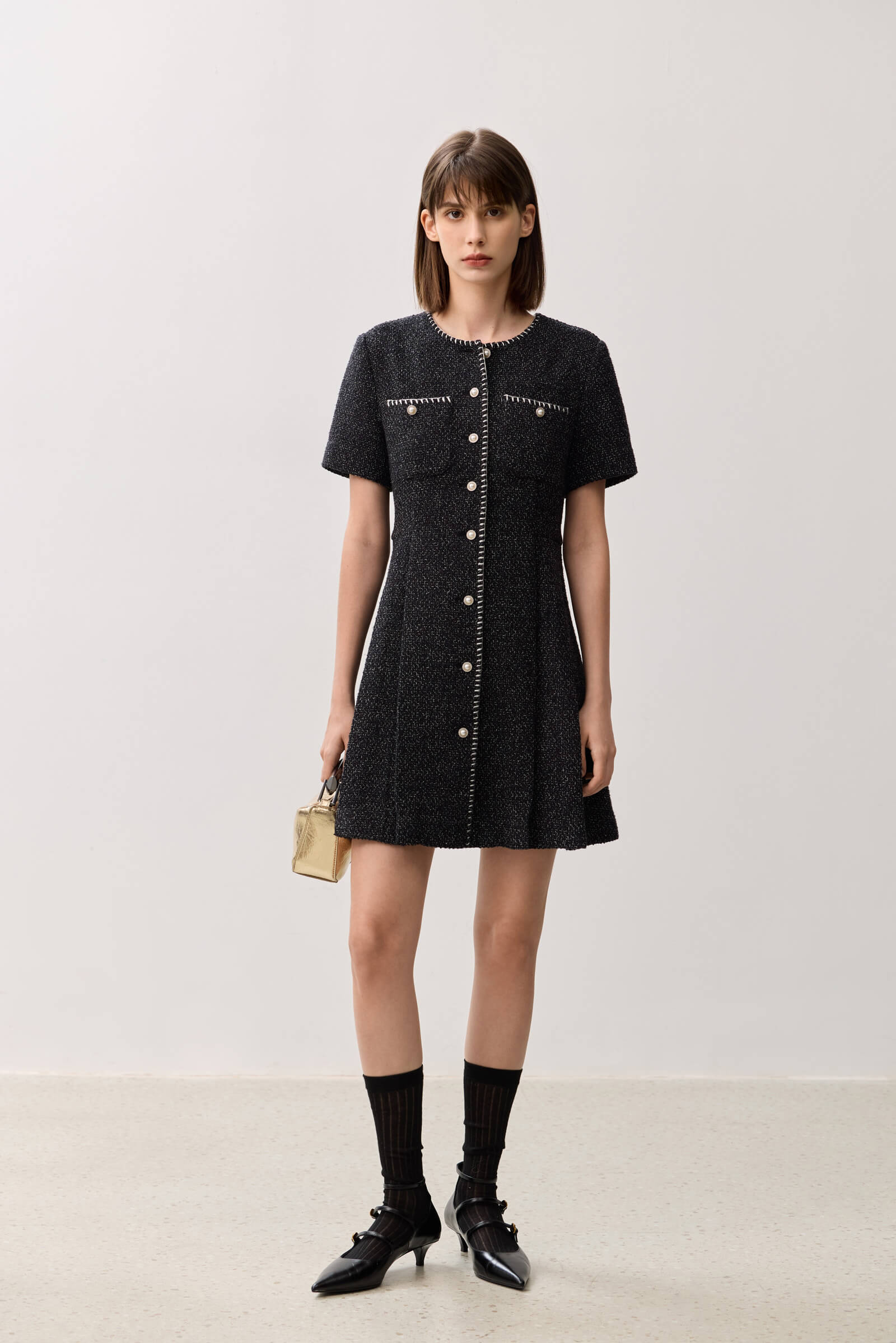 LILY Elegant Textured Midi Dress - Image 3