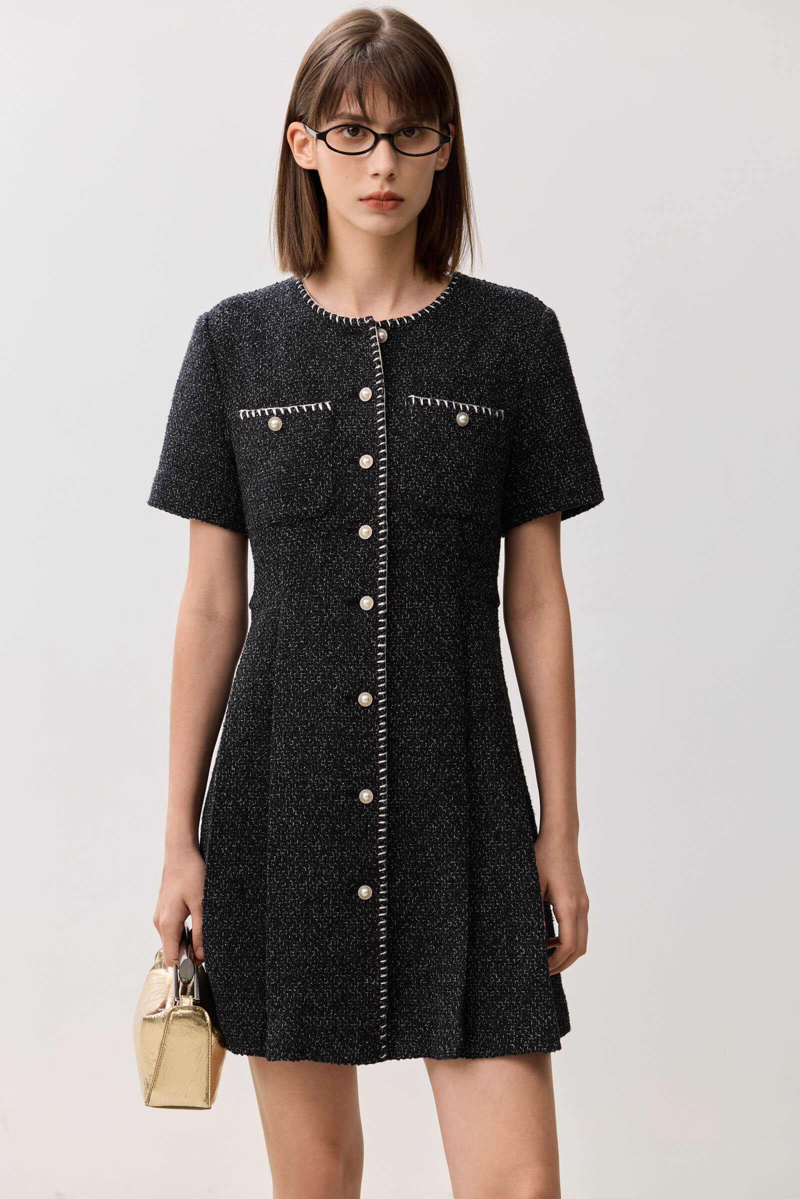 LILY Elegant Textured Midi Dress - Image 6