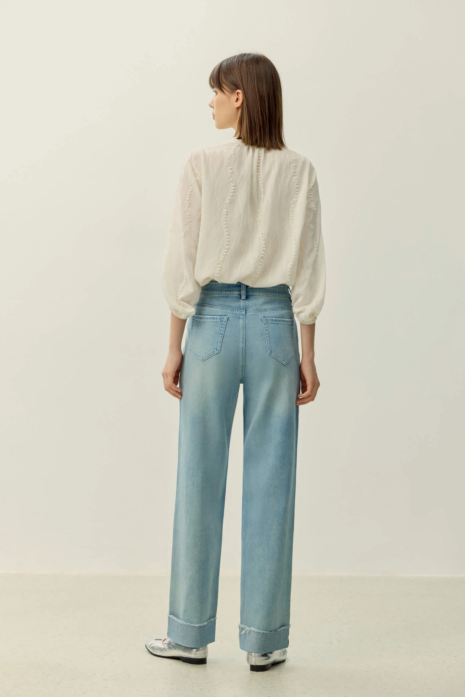 LILY Elegant V-neck Jacquard Shirt - Image 9
