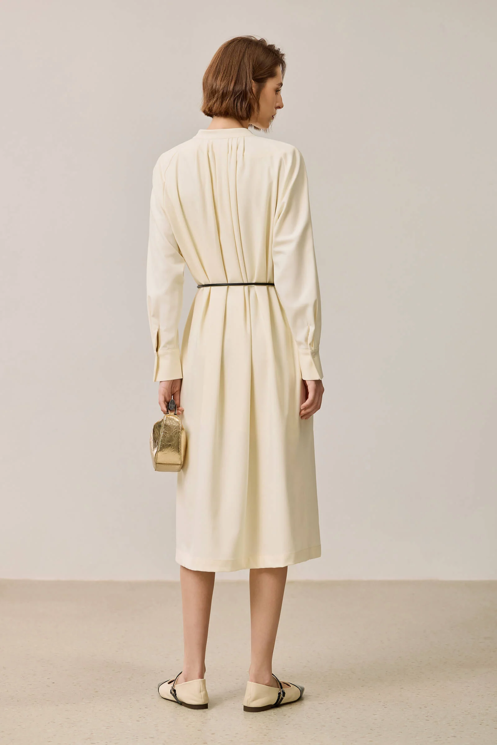 LILY Elegant V-Neck Tie-Neck Long Sleeve Dress - Image 4