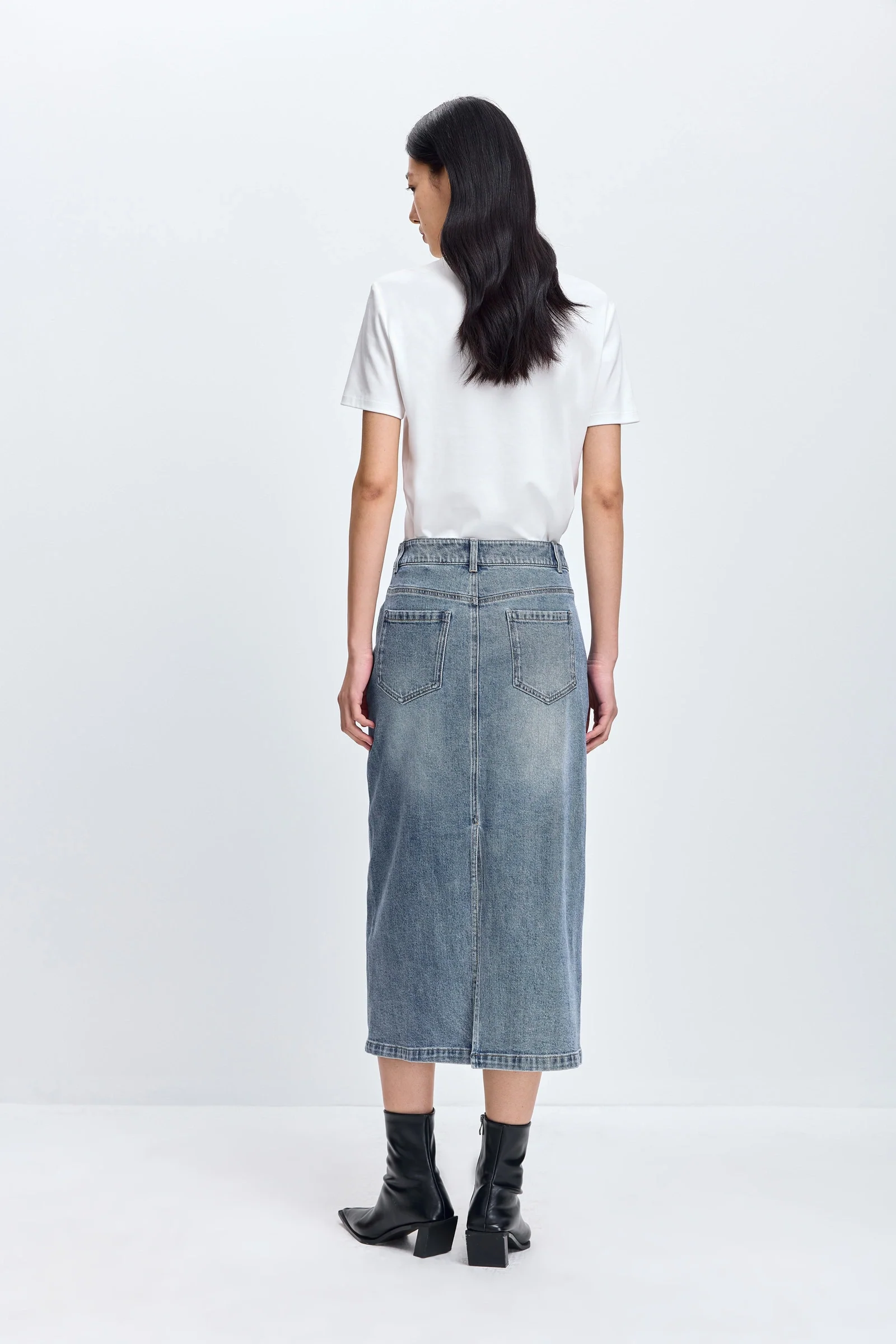 LILY Embellished Denim Midi Skirt - Image 3