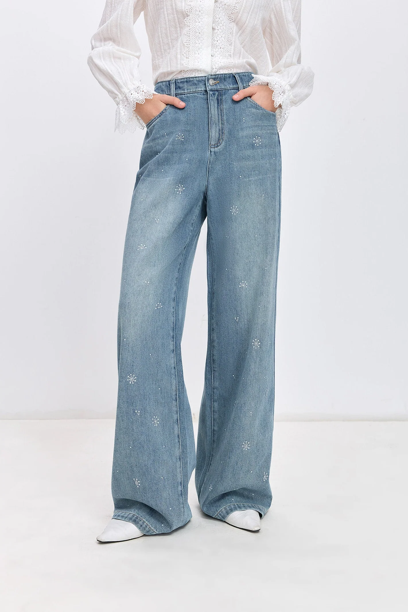LILY Embellished Straight-Leg Denim Jeans