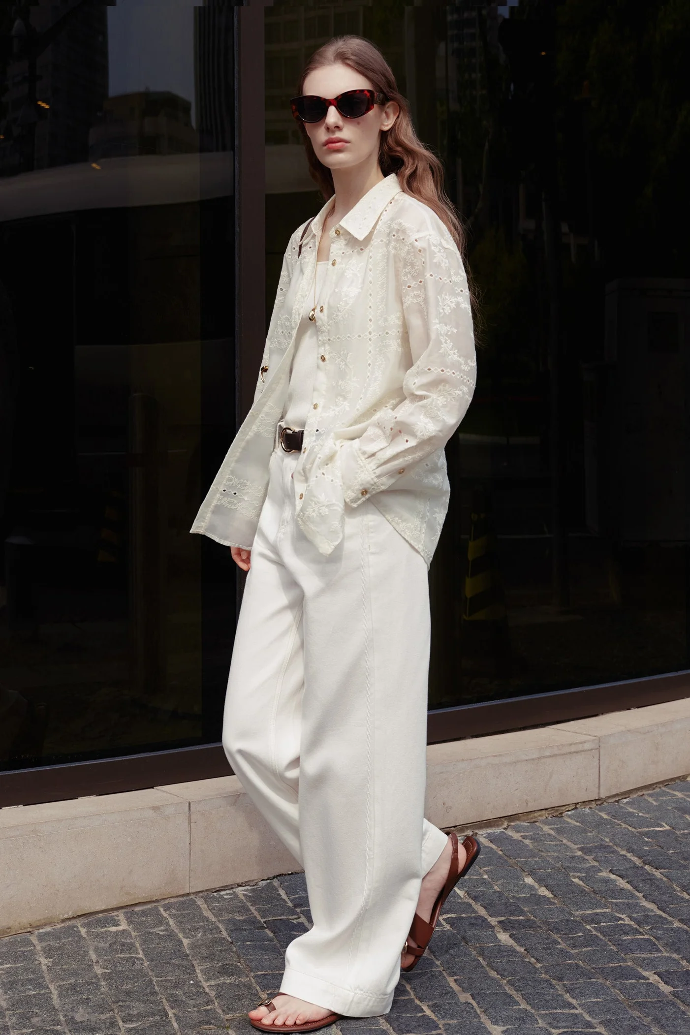 LILY Embroidered Cutwork Shirt Jacket - Image 3