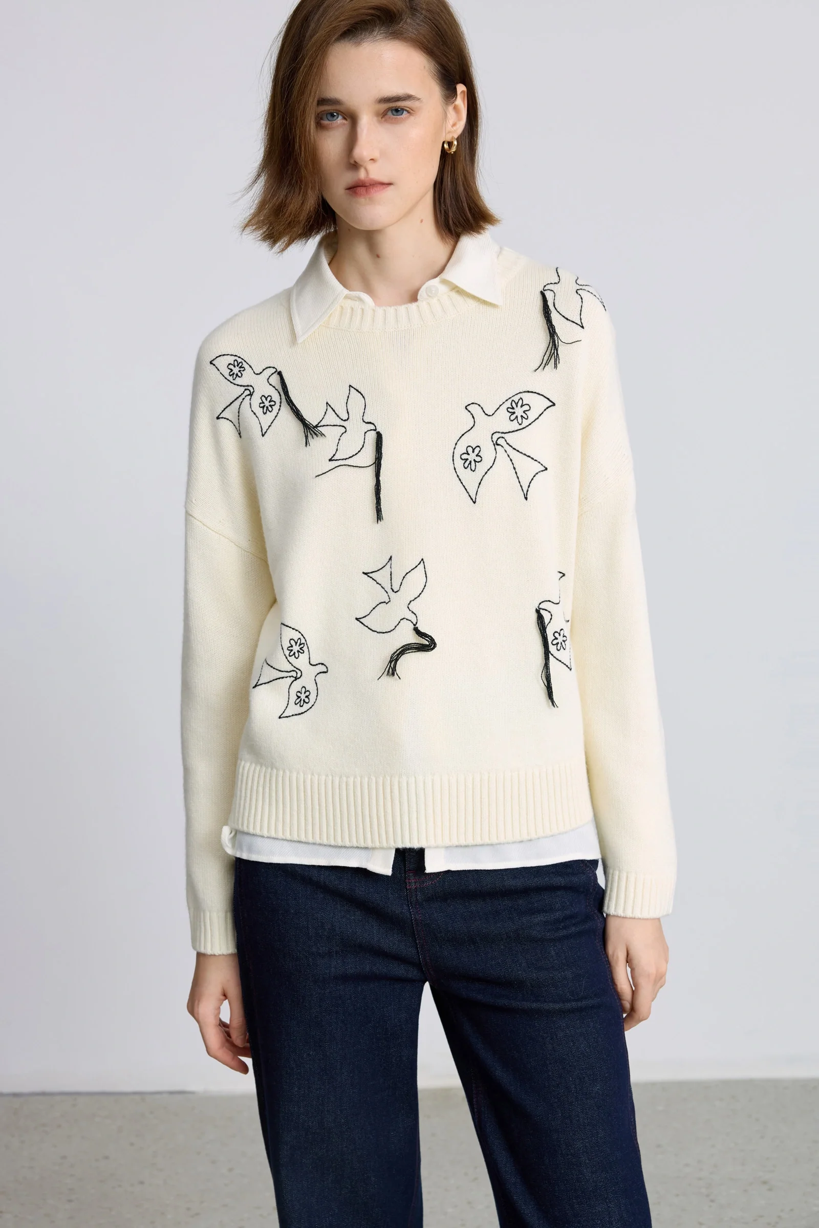 LILY Embroidered Fringe Sweater - Image 5