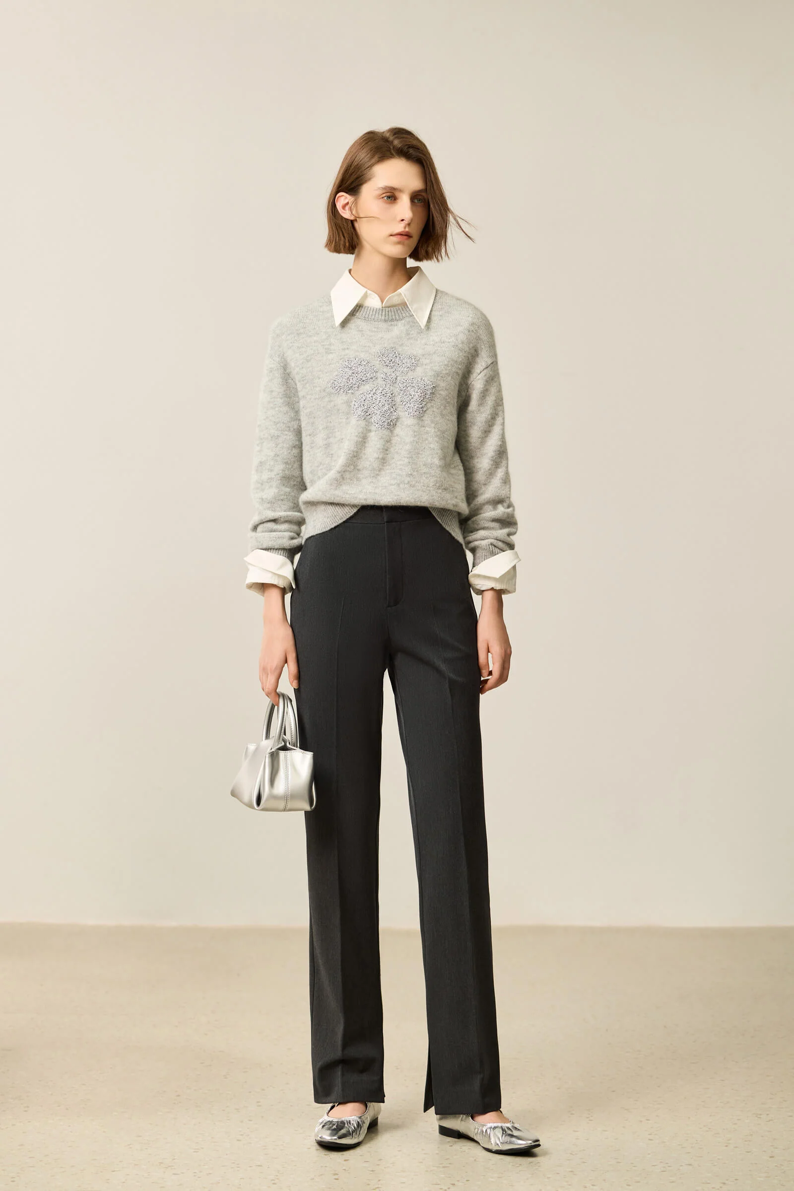 LILY Fleece-Lined High-Waist Black Straight Pants - Image 2