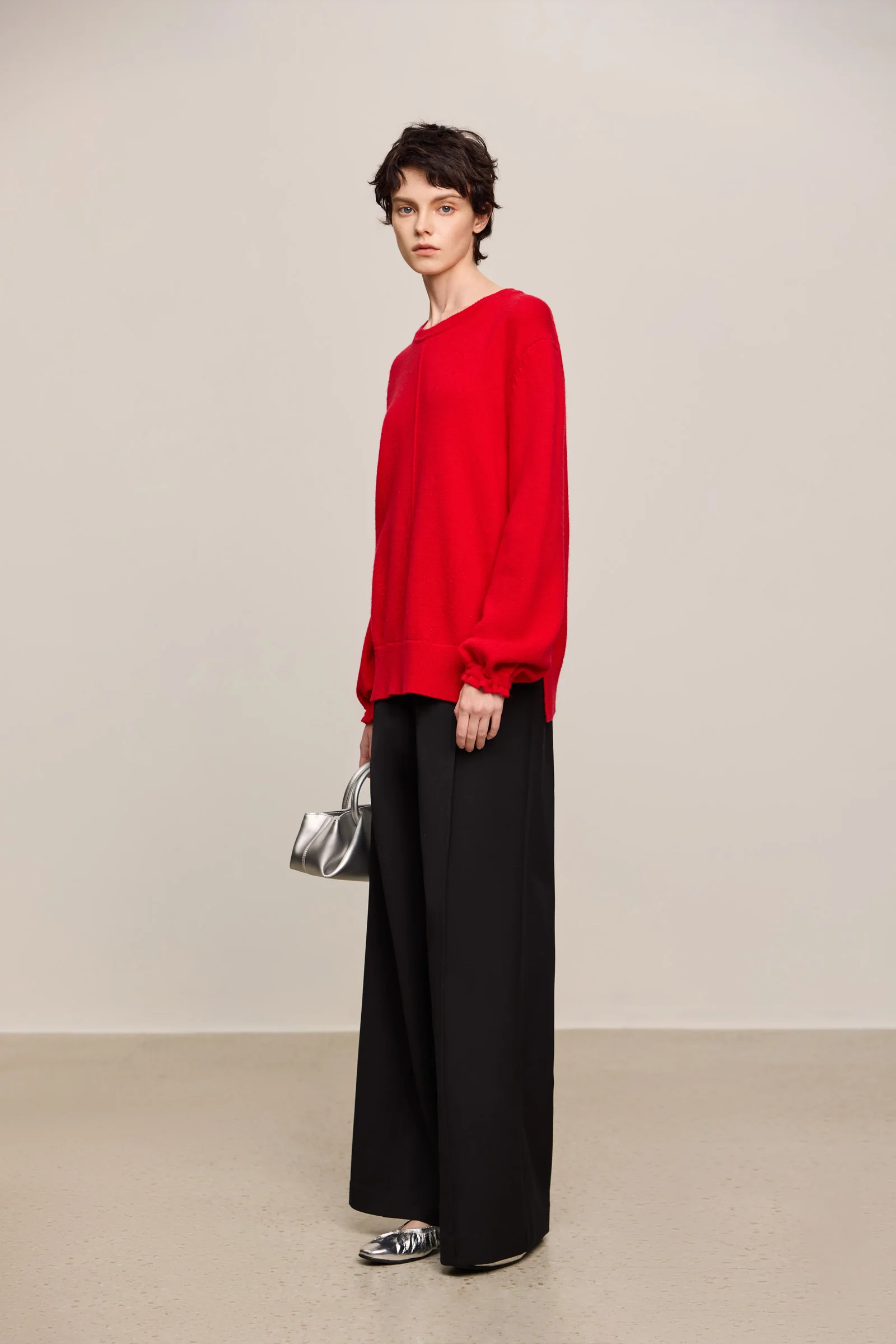 LILY Floral Puff Sleeve Wool Sweater - Image 3