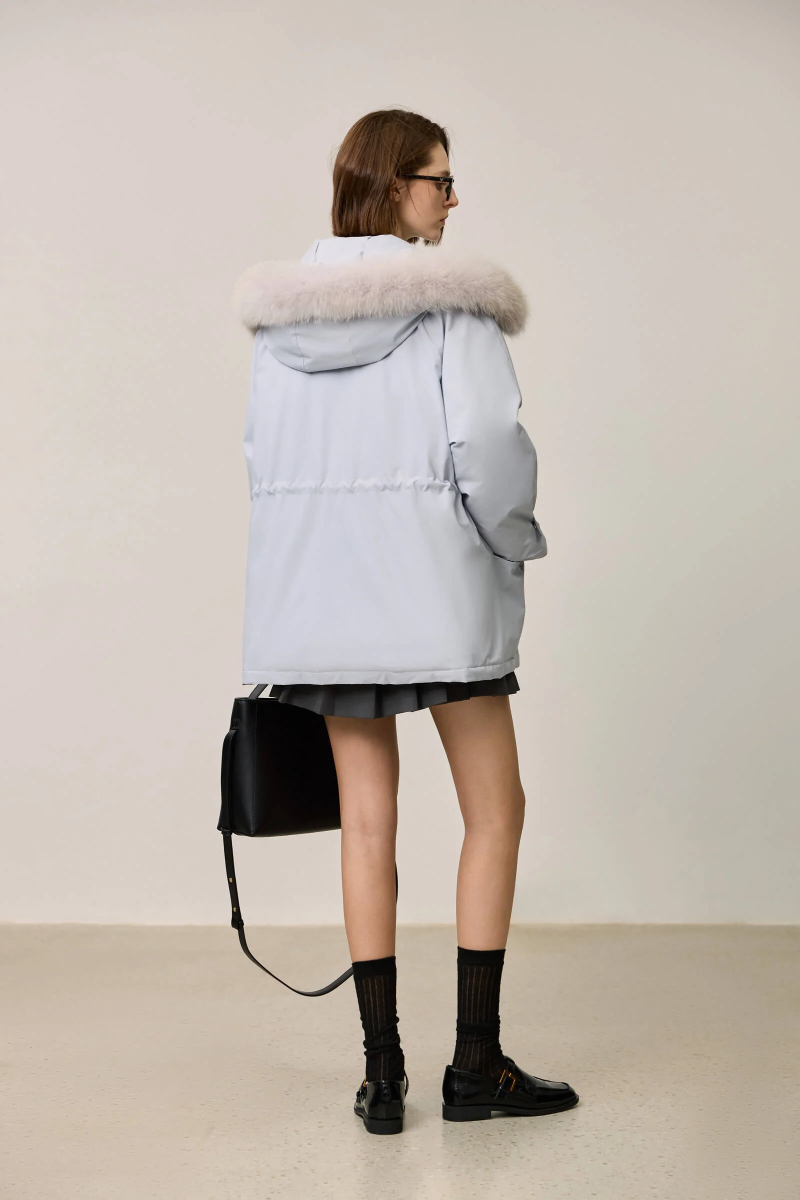 LILY Fox Fur Trim 90% White Duck Down Jacket - Image 21