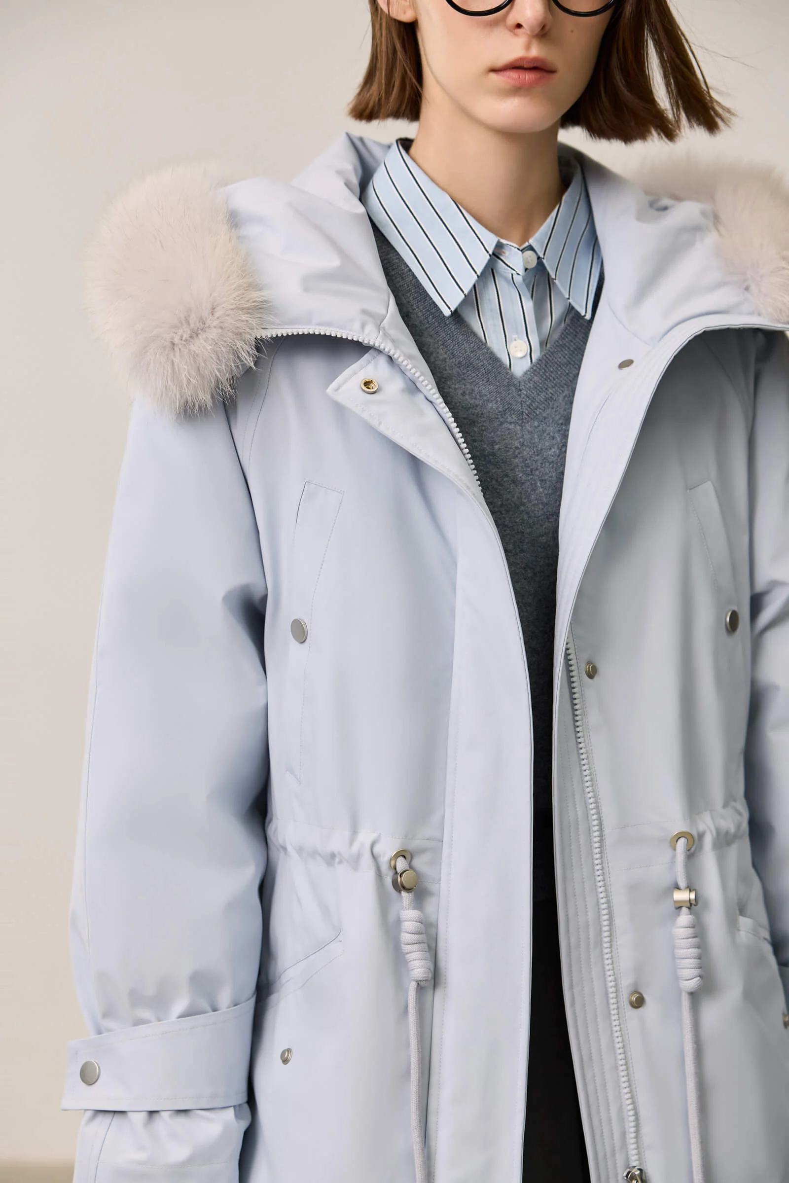 LILY Fox Fur Trim 90% White Duck Down Jacket - Image 24