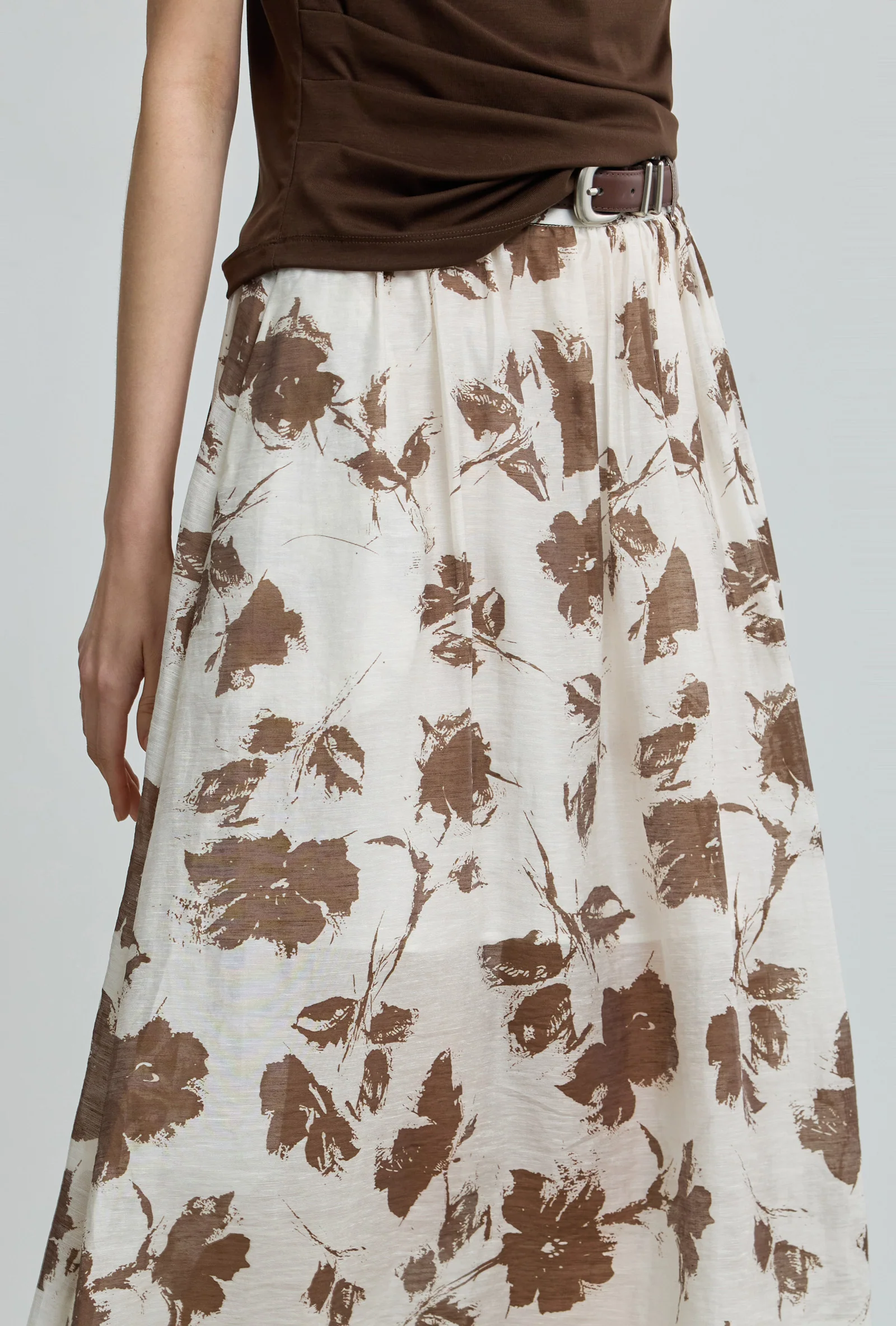 LILY French Contrast Print Midi Skirt - Image 7