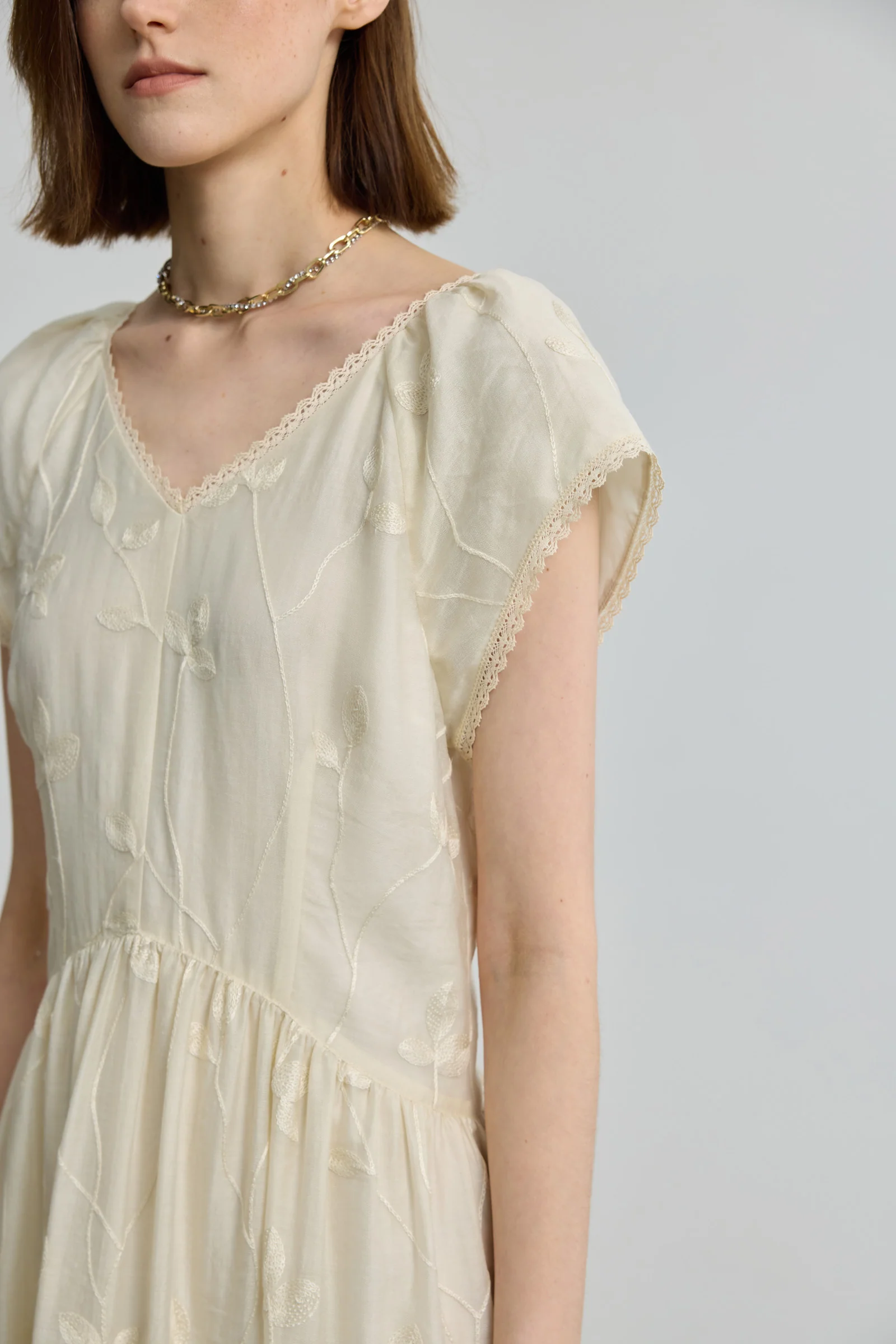 LILY French Embroidered V-Neck Dress - Image 6