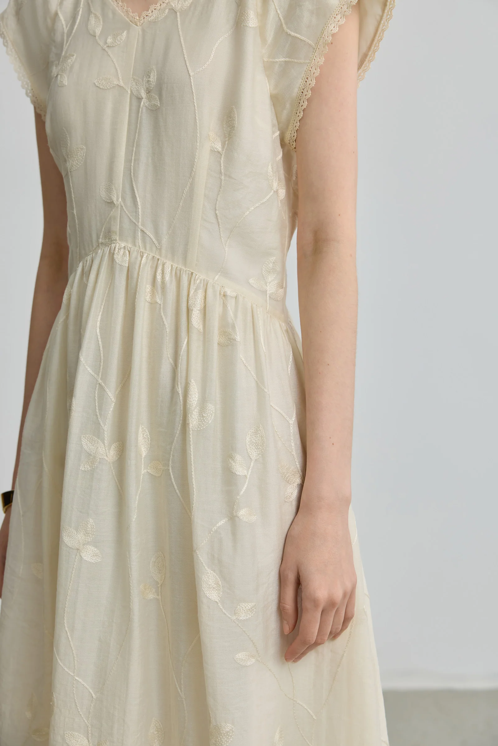 LILY French Embroidered V-Neck Dress - Image 8