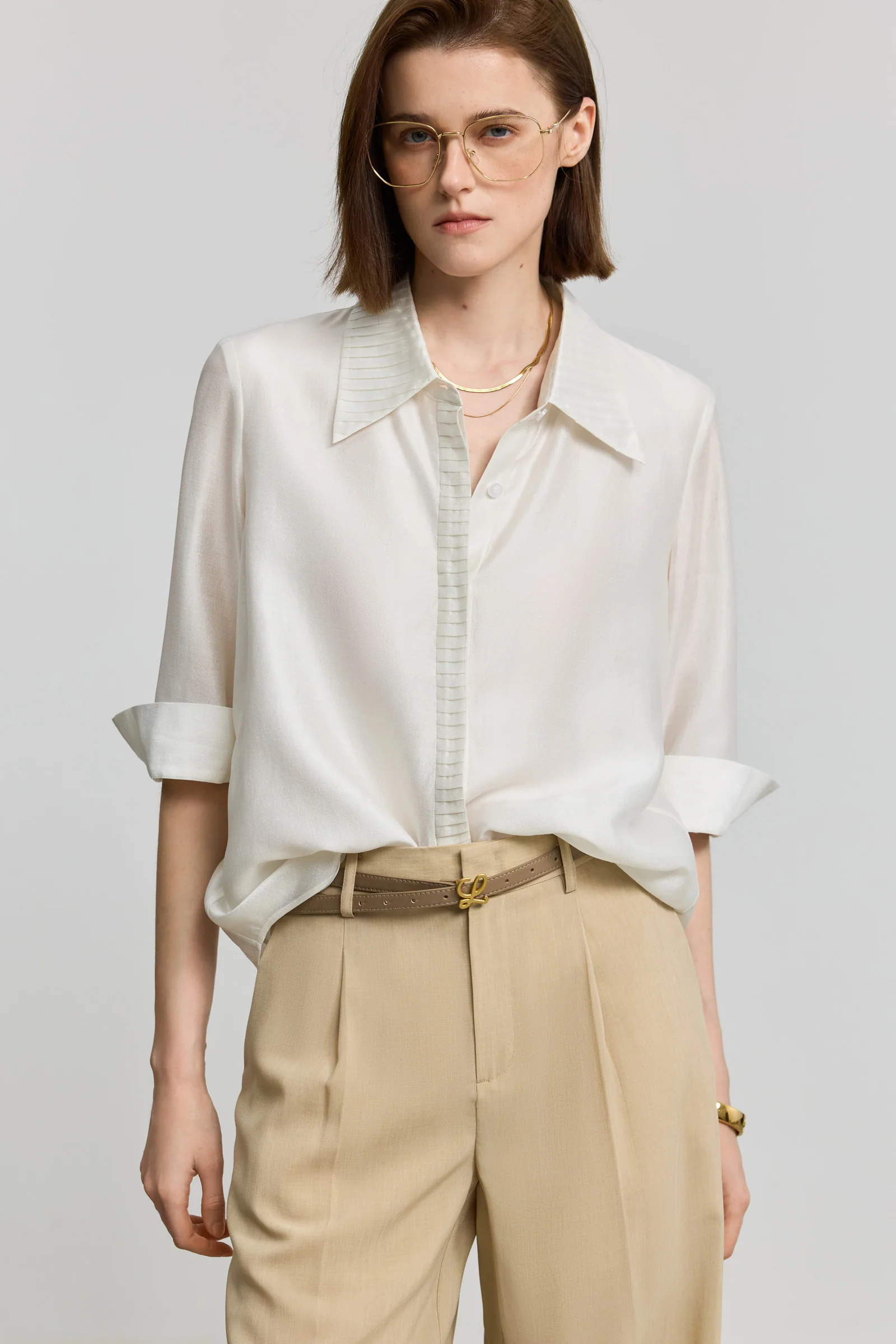 LILY French Relaxed White Button-Up Shirt - Image 4