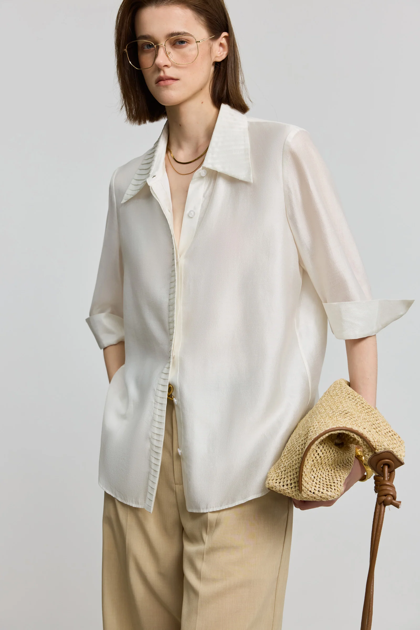 LILY French Relaxed White Button-Up Shirt - Image 5