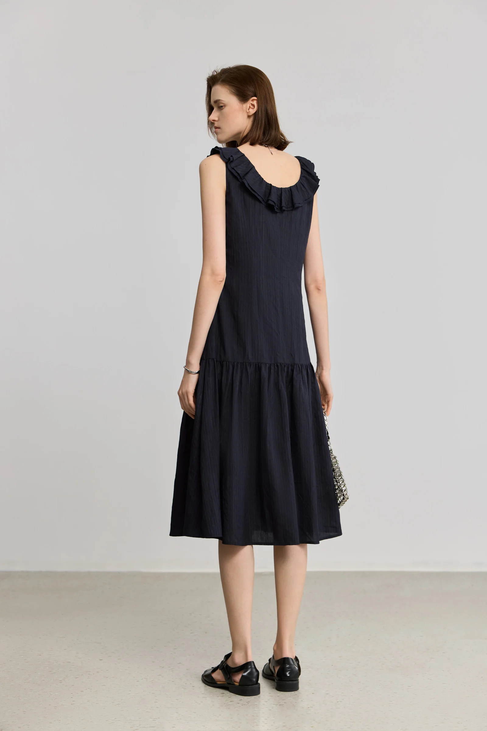 LILY French Ruffle Trim Midi Dress - Image 3