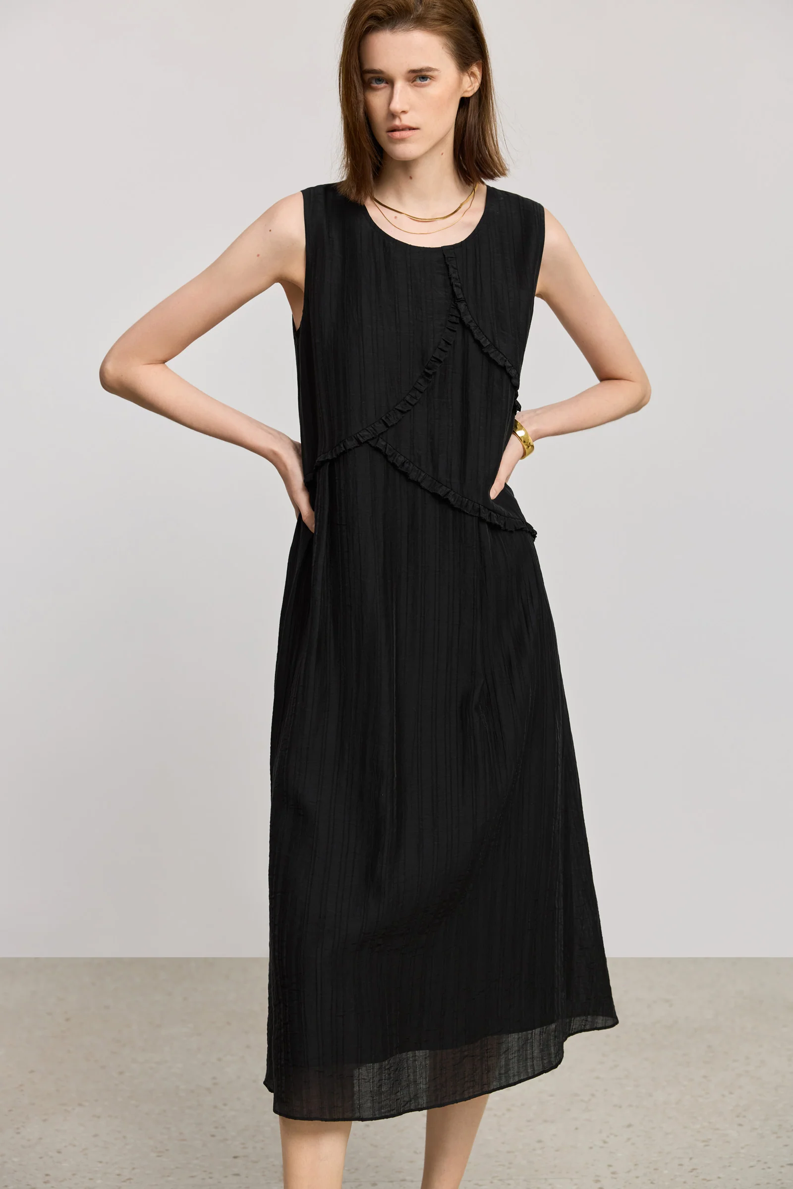 LILY French Sleeveless Ruffled Midi Dress - Image 6