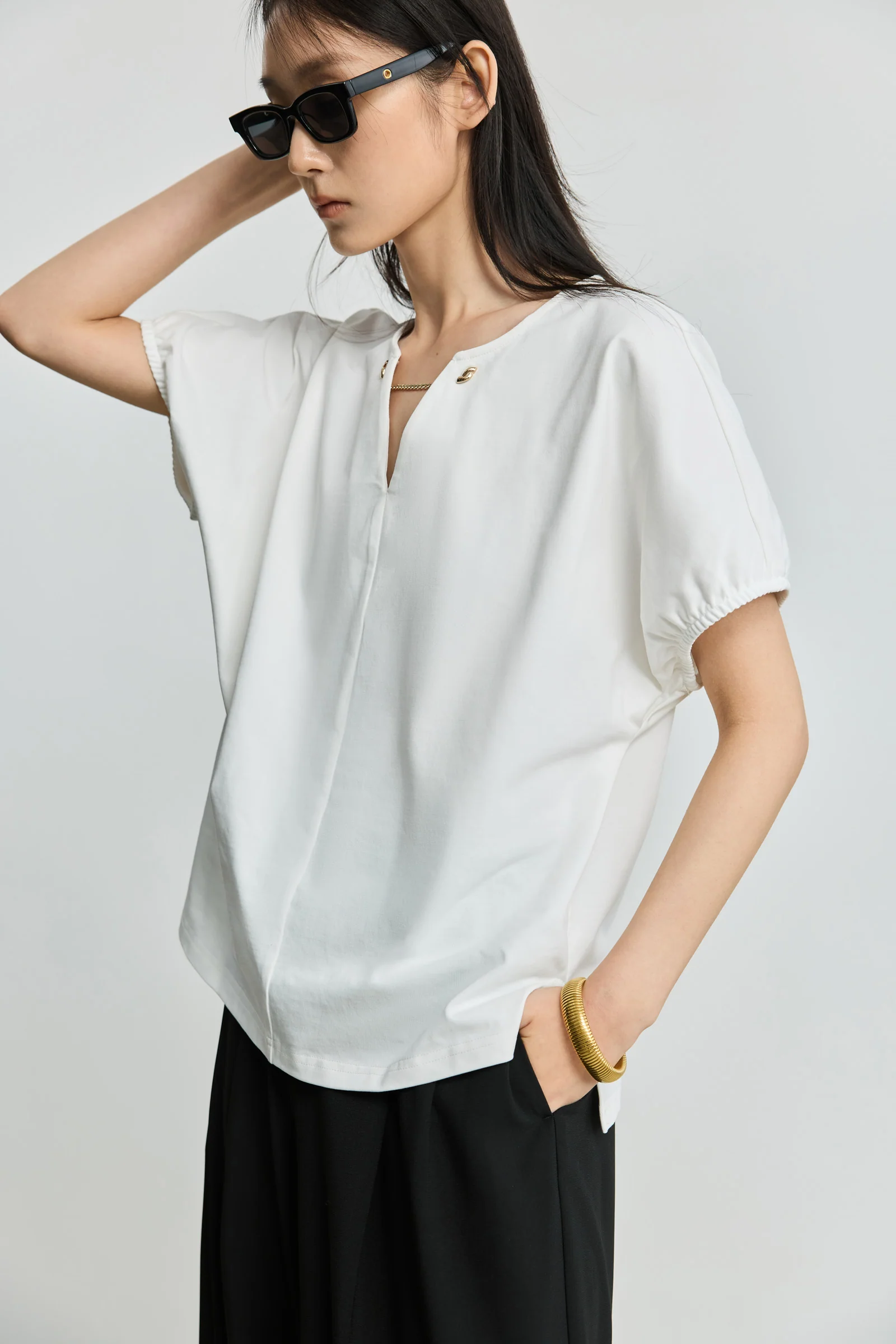LILY French V-Neck Short Sleeve Tee - Image 6