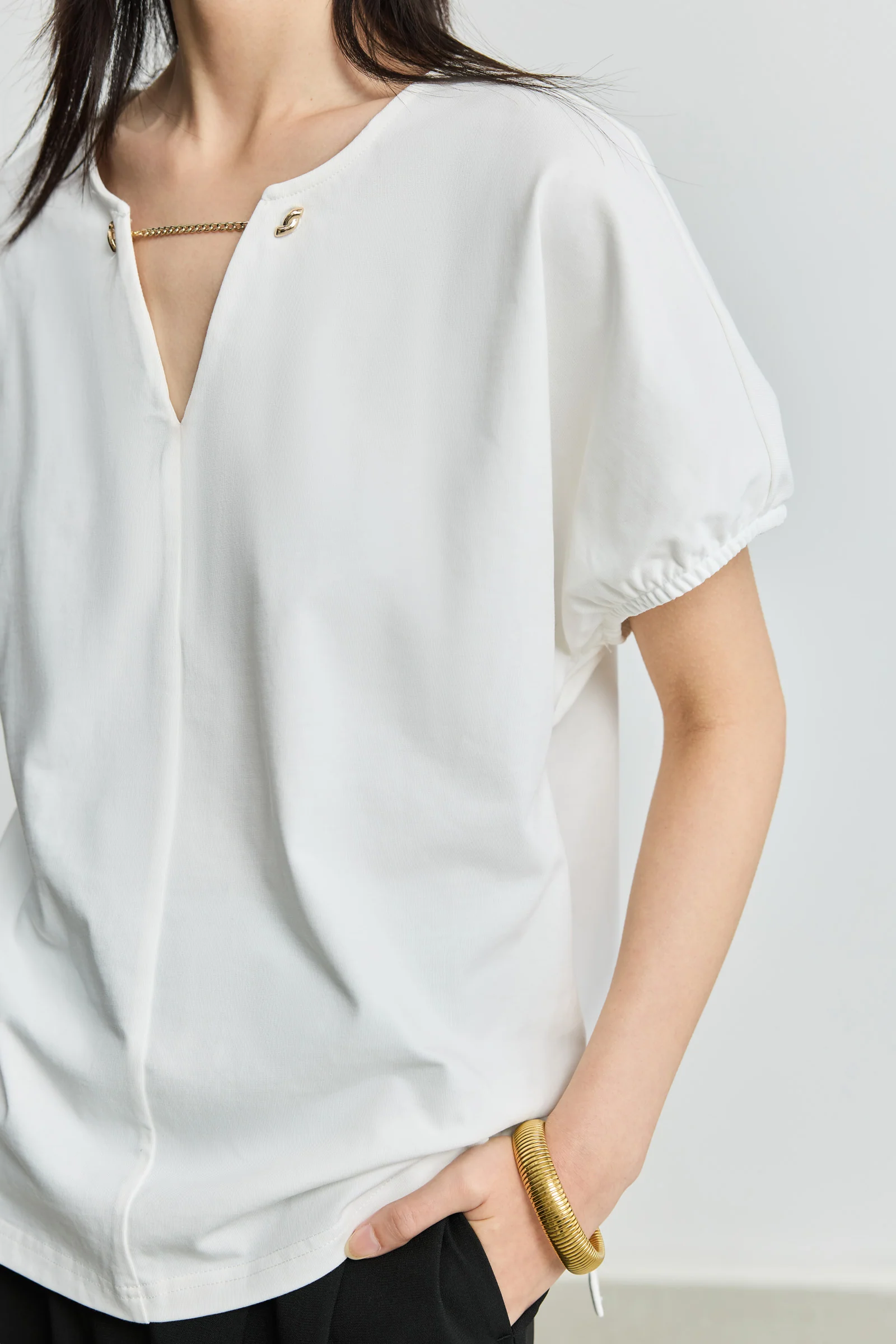 LILY French V-Neck Short Sleeve Tee - Image 8