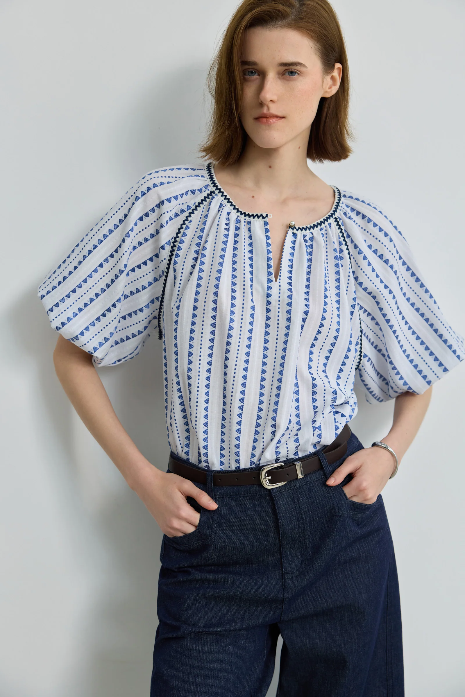 LILY Geometric Jacquard Pullover Top - Image 4