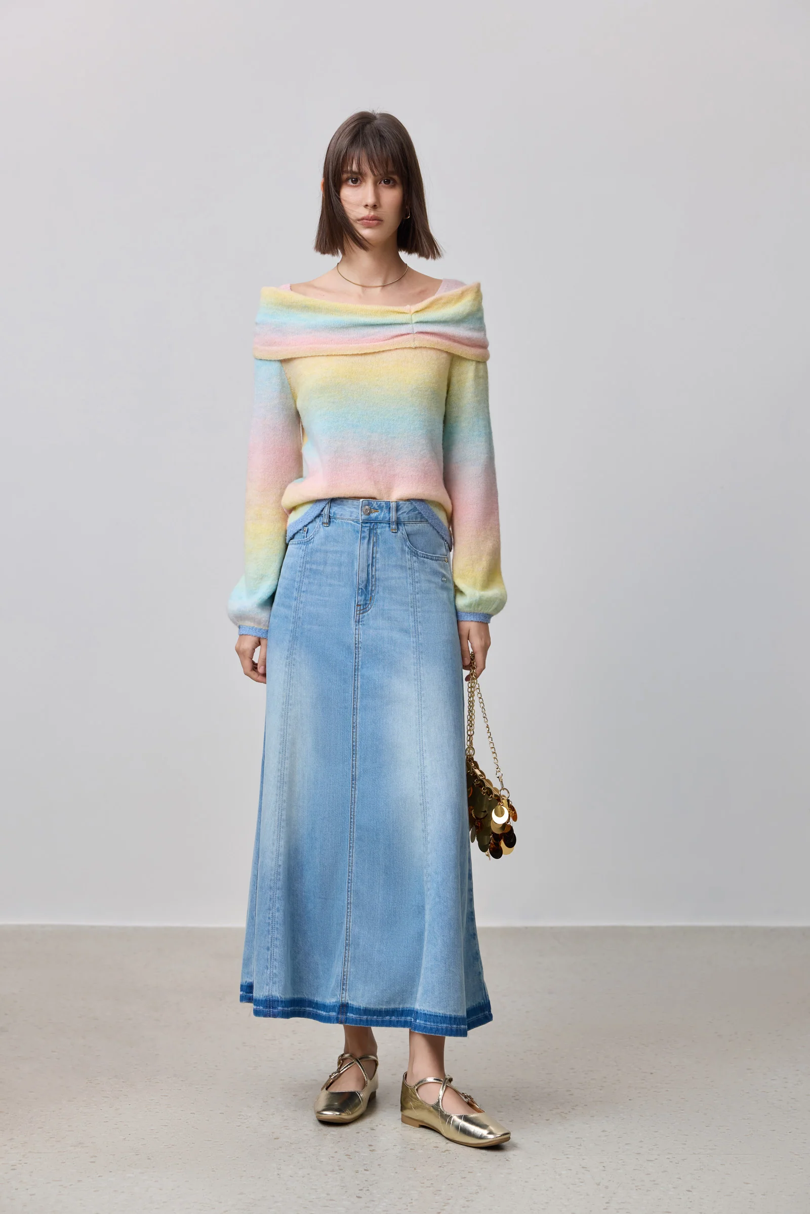 LILY Gradient Color Boat Neck Knit Sweater - Image 4