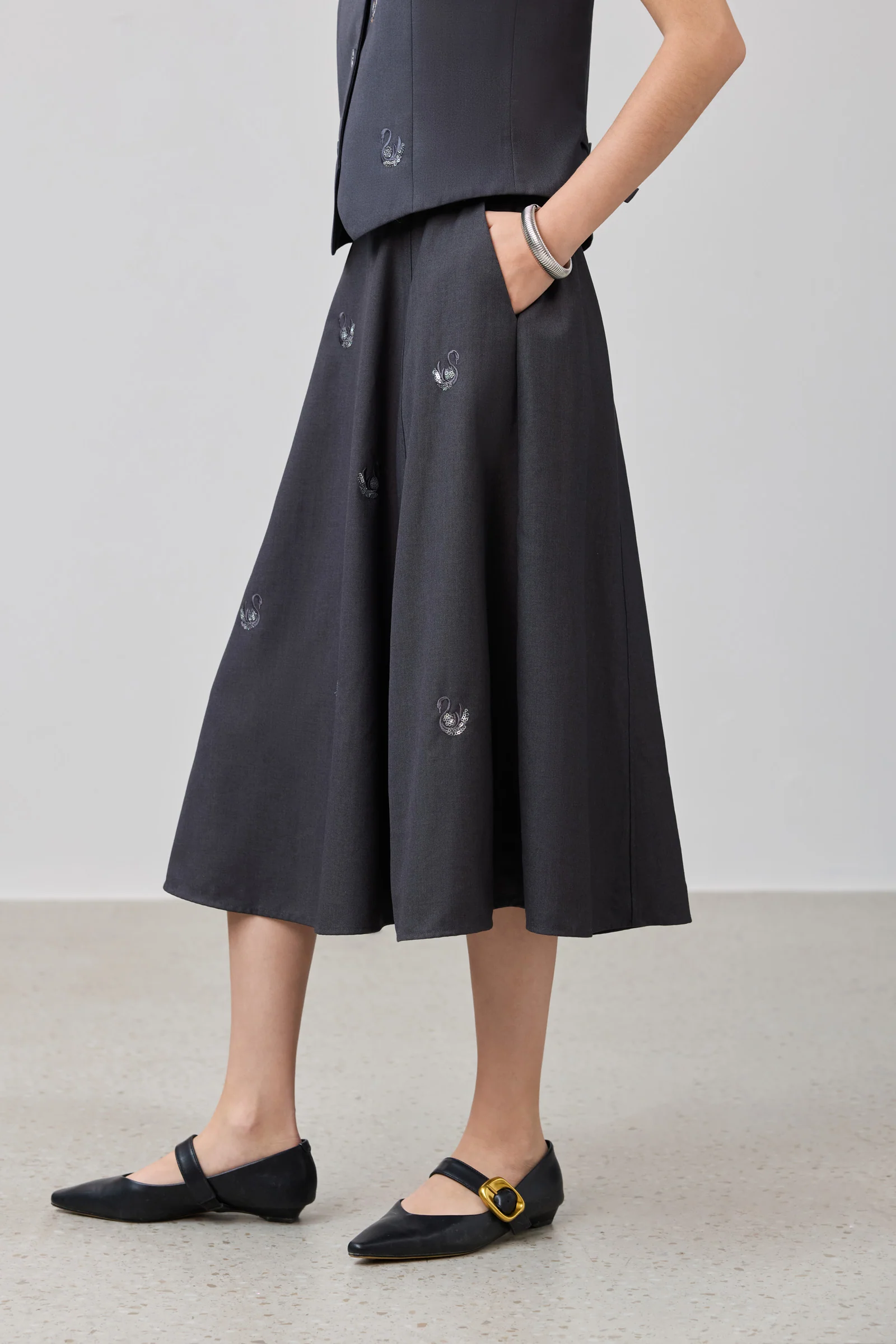 LILY Gray-Toned A-Line Skirt - Image 5