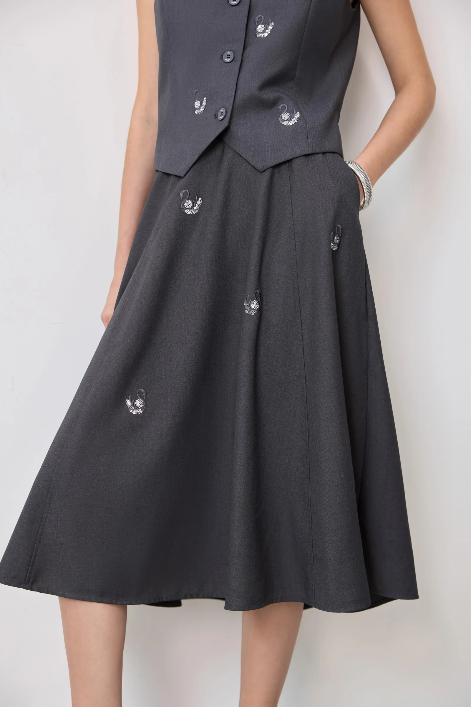 LILY Gray-Toned A-Line Skirt - Image 6