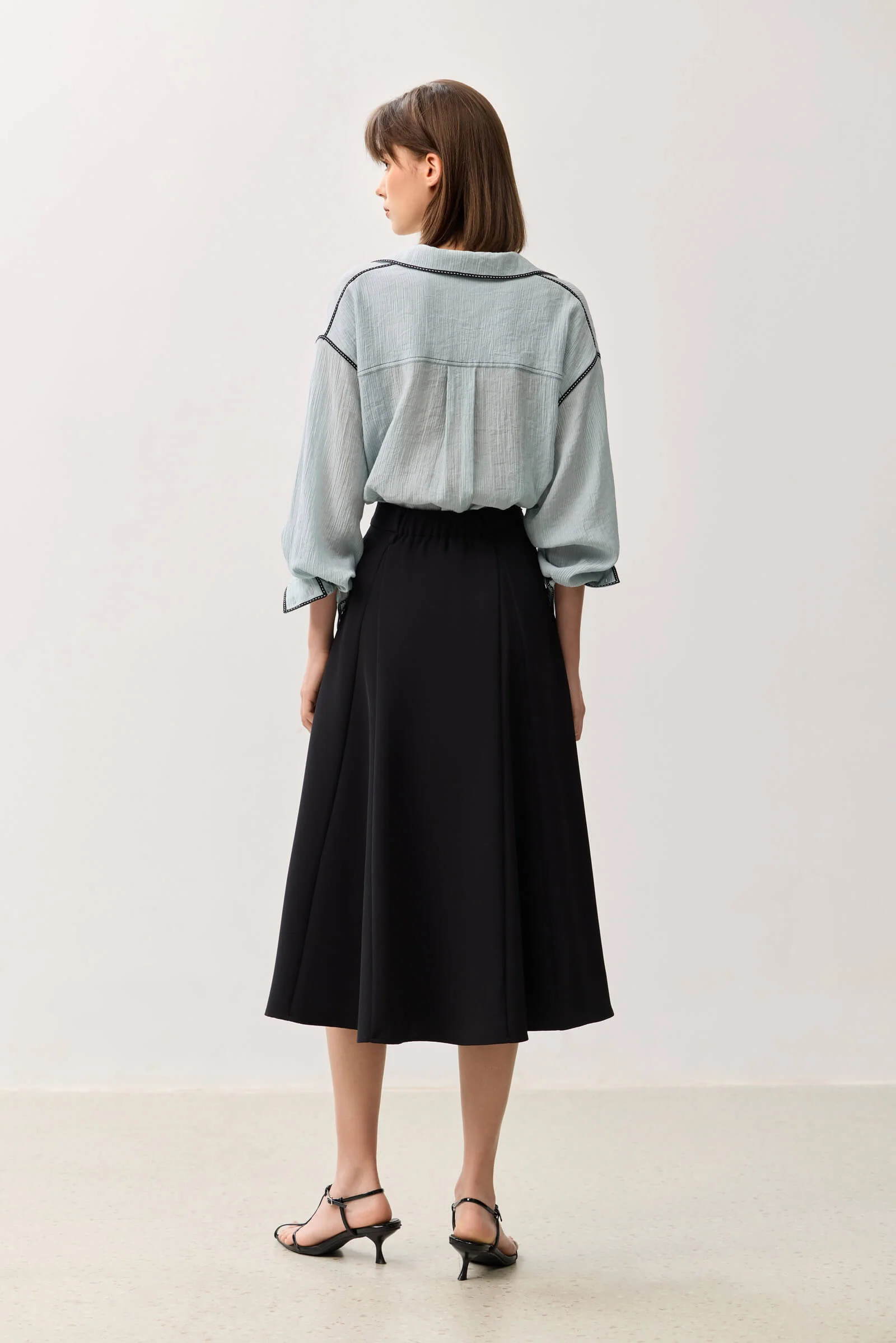 LILY Grey A-line Midi Skirt - Image 11