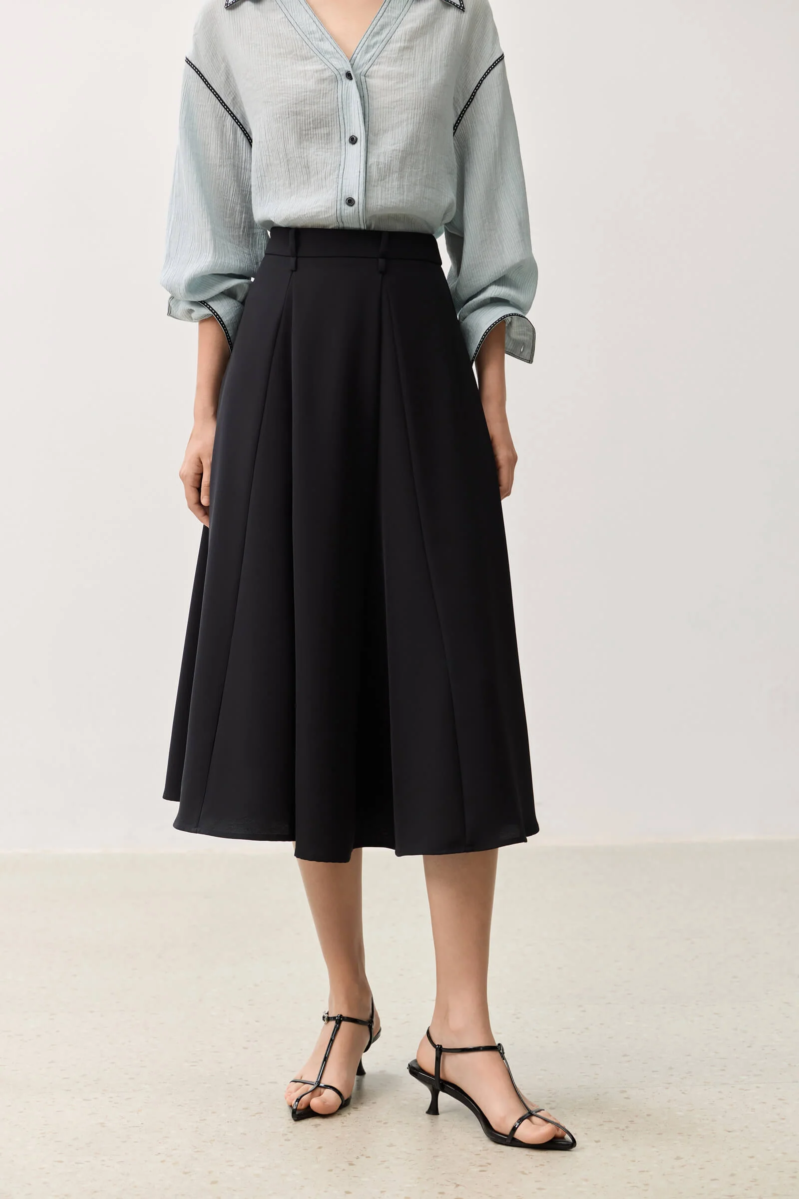 LILY Grey A-line Midi Skirt - Image 6