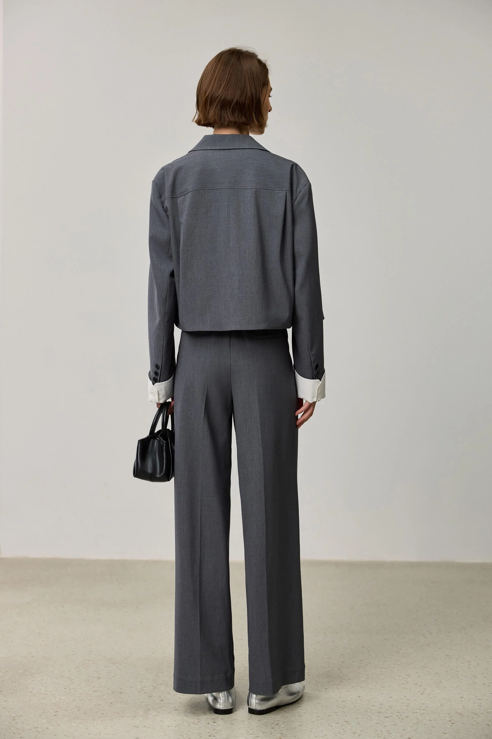 LILY Grey Business Wide-Leg Pants - Image 5