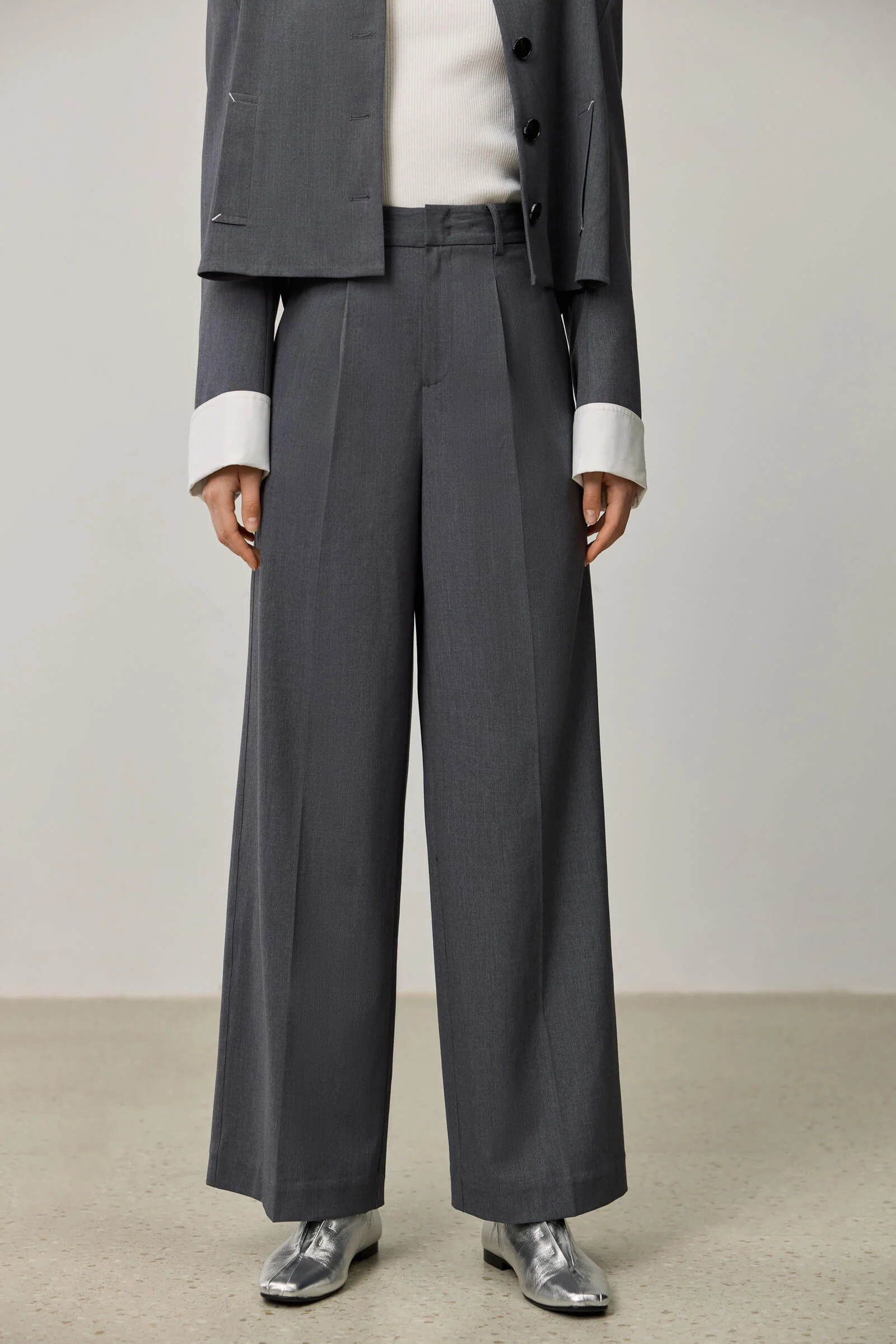 LILY Grey Business Wide-Leg Pants - Image 6
