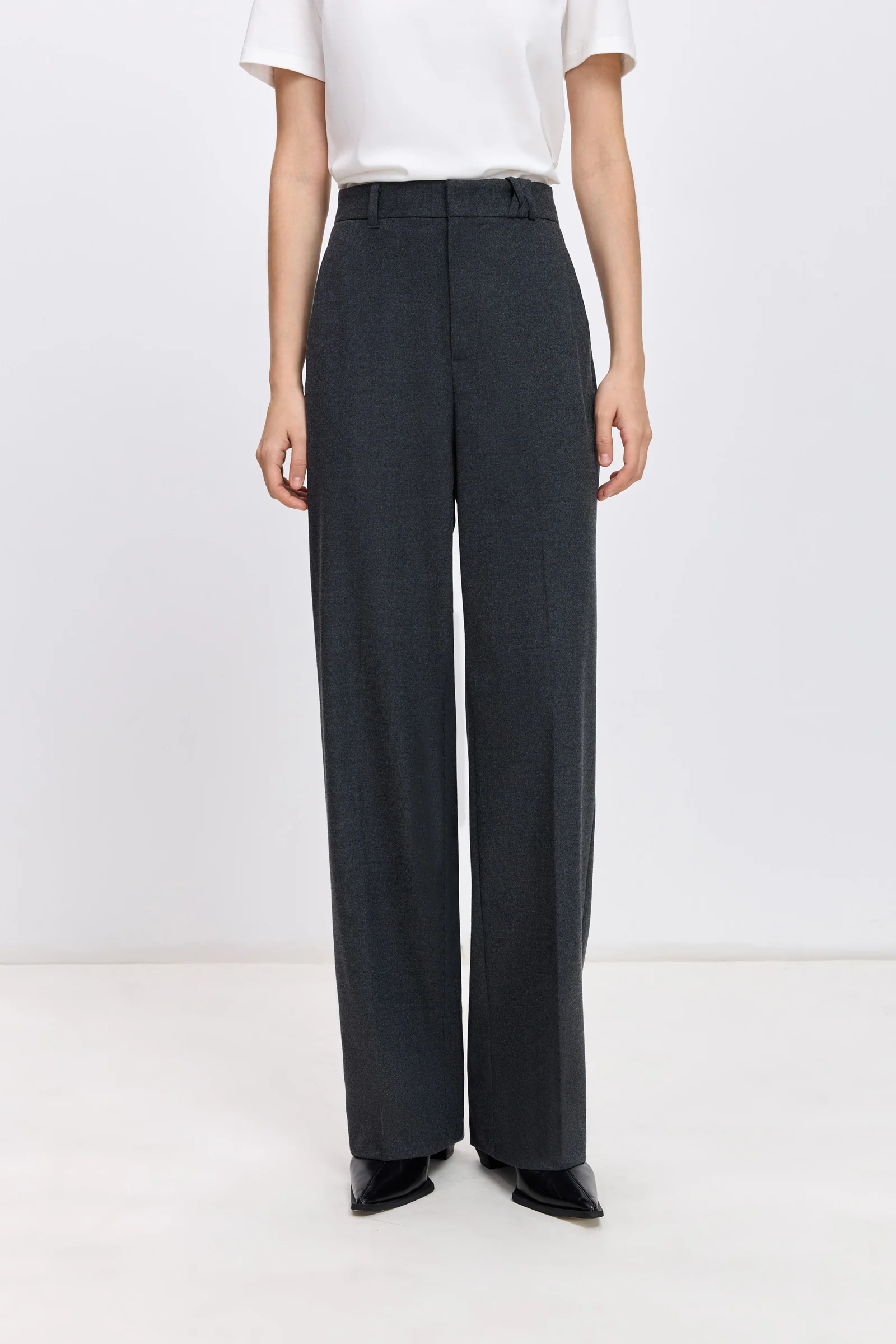 LILY Grey Fleece-Lined Wide-Leg Pants - Image 2