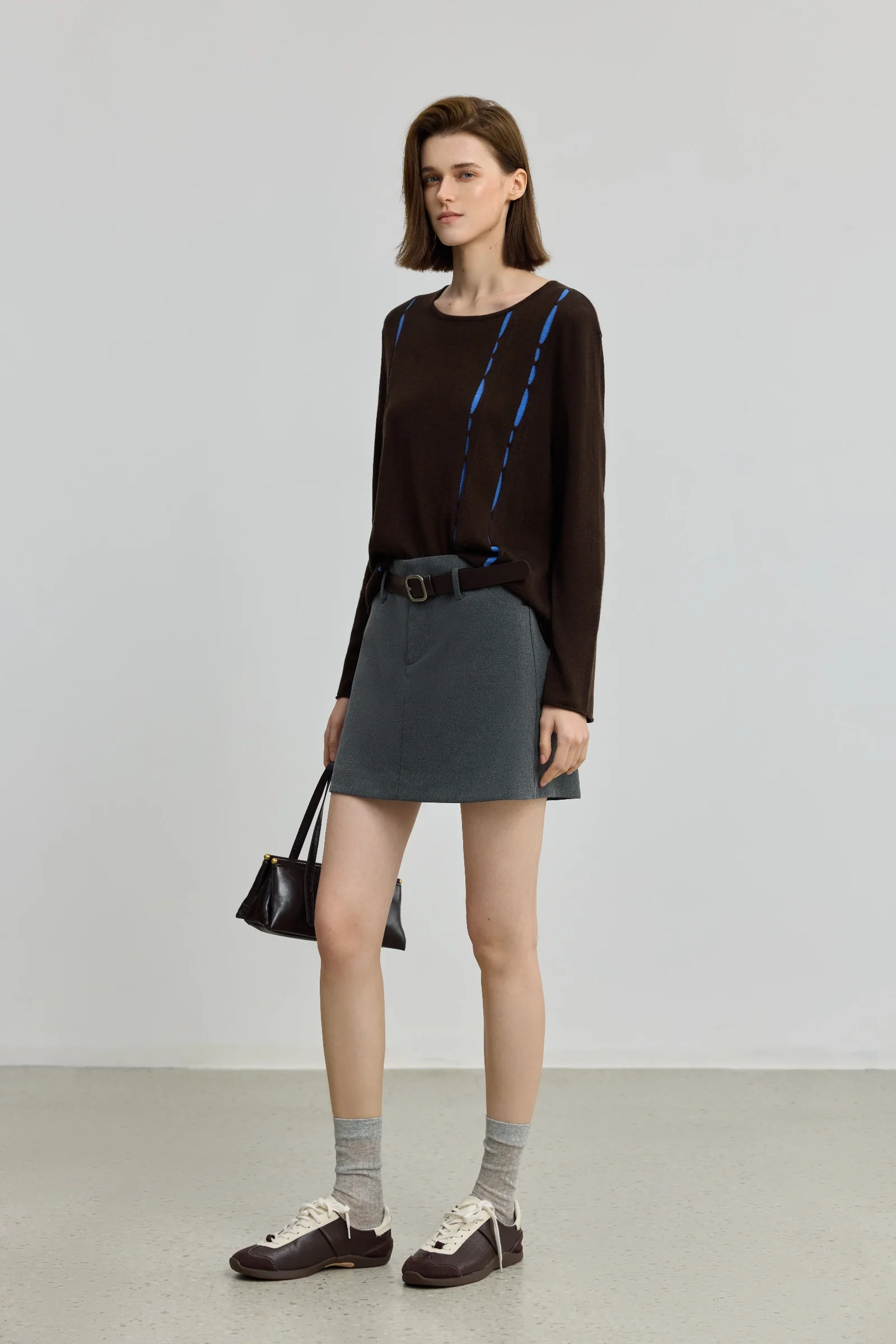 LILY Grey Preppy A-Line Skirt - Image 3