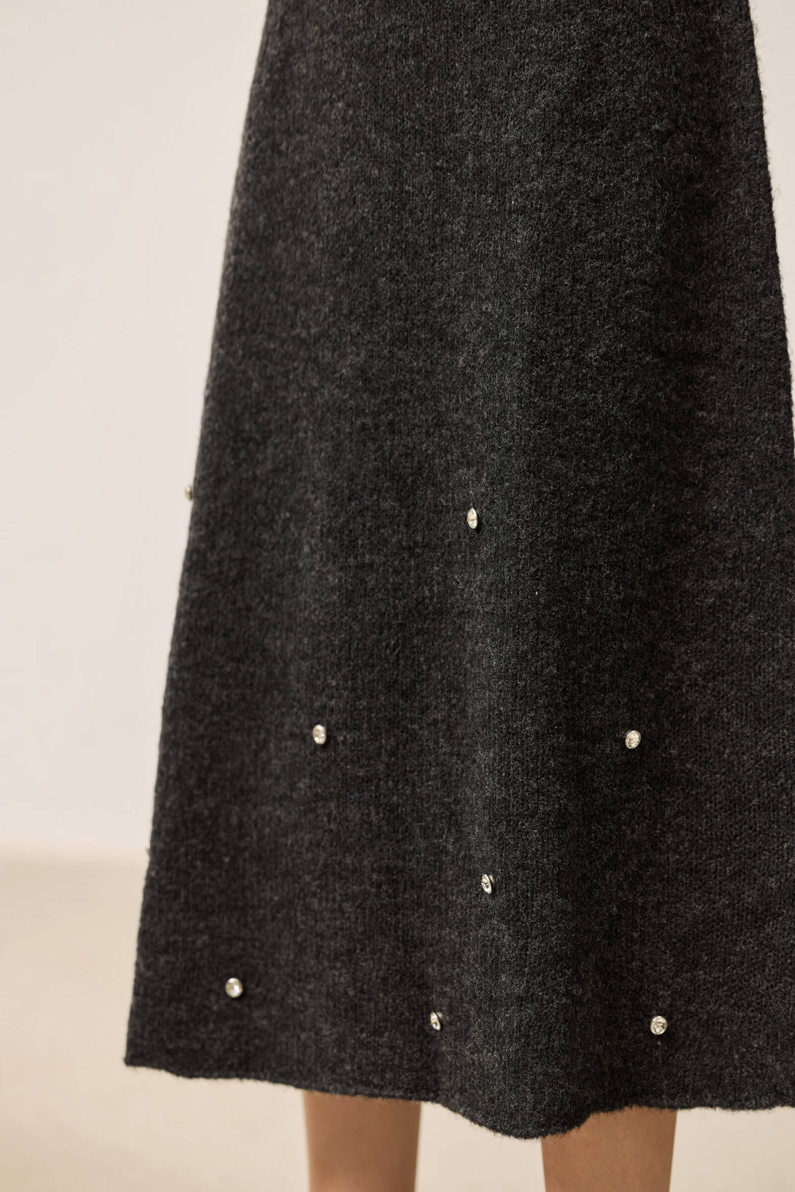 LILY Grey Tone Rhinestone Fleece-Like Skirt - Image 7