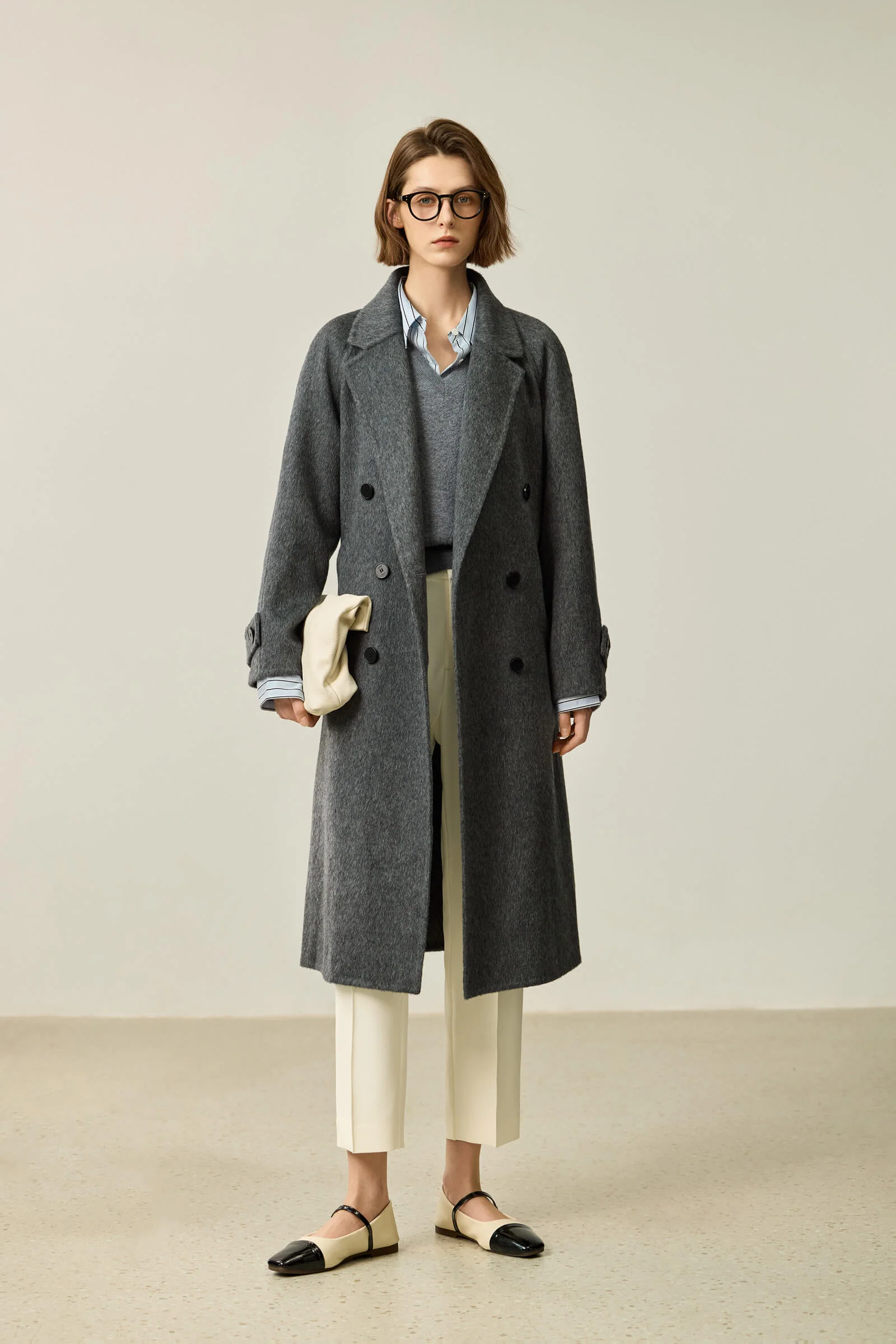 LILY Grey-Tone Wool Double-Faced Coat - Image 3