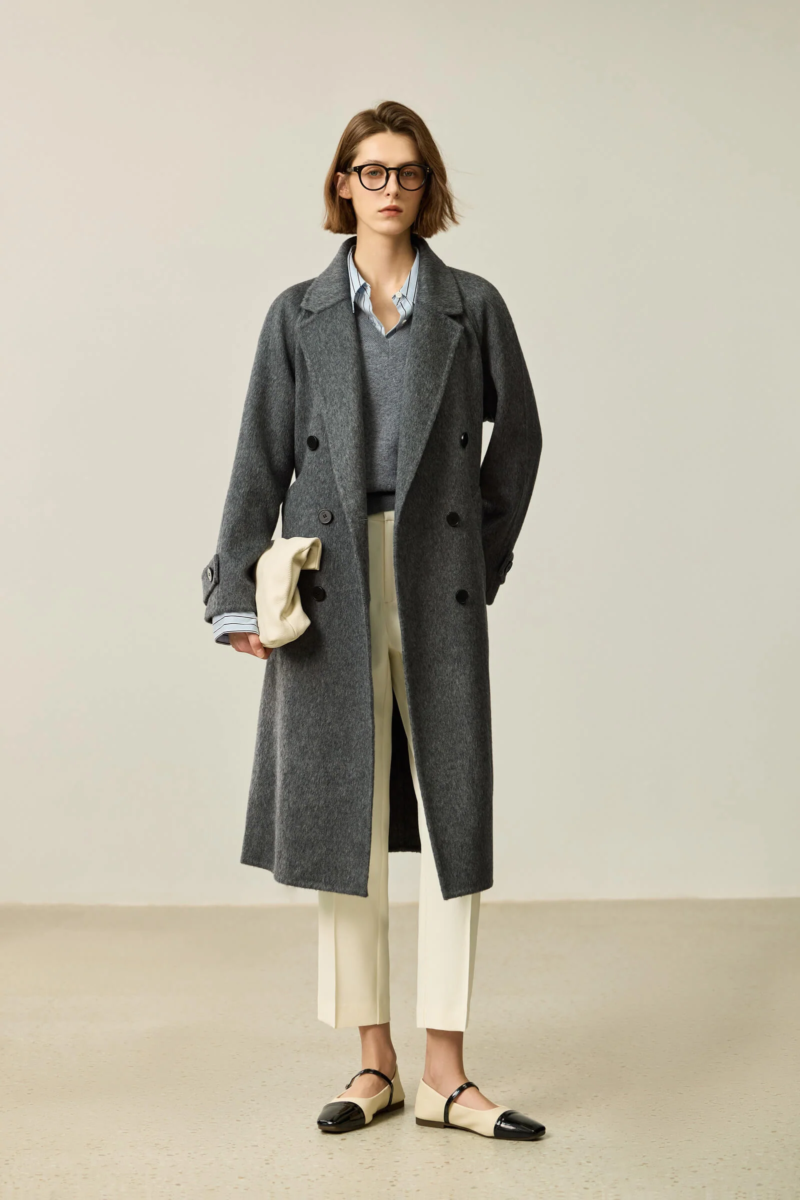 LILY Grey-Tone Wool Double-Faced Coat - Image 4