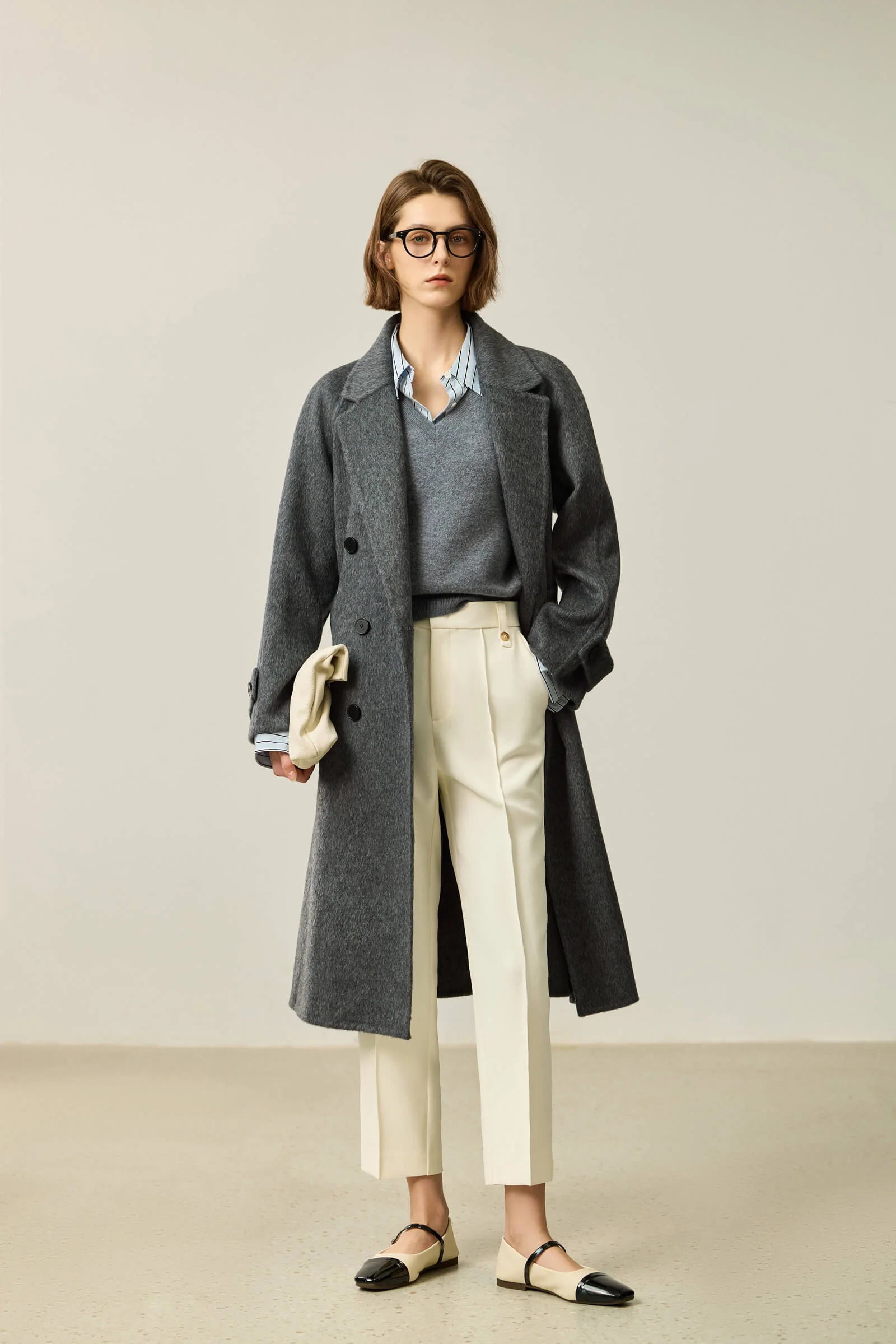 LILY Grey-Tone Wool Double-Faced Coat - Image 5