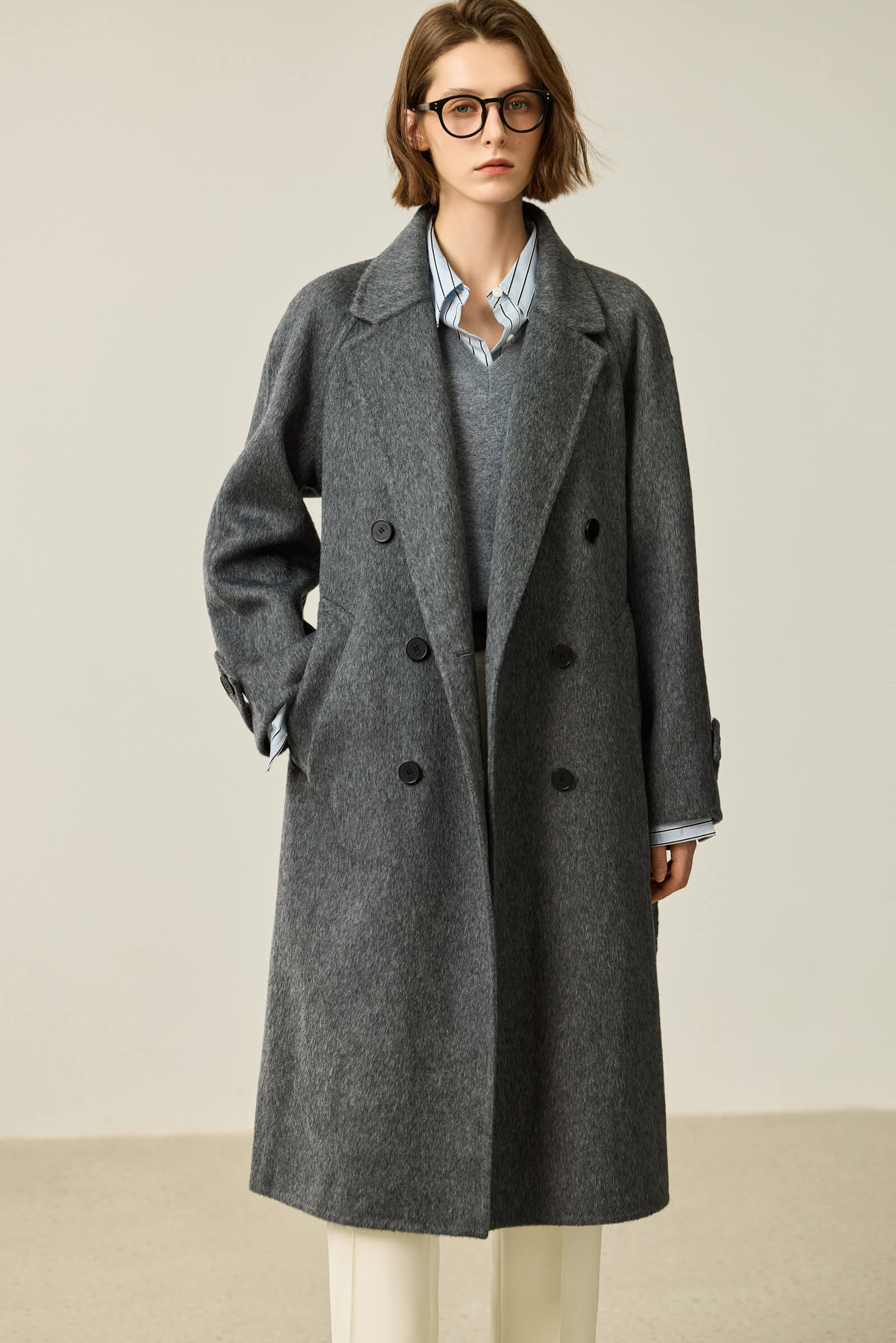 LILY Grey-Tone Wool Double-Faced Coat - Image 6