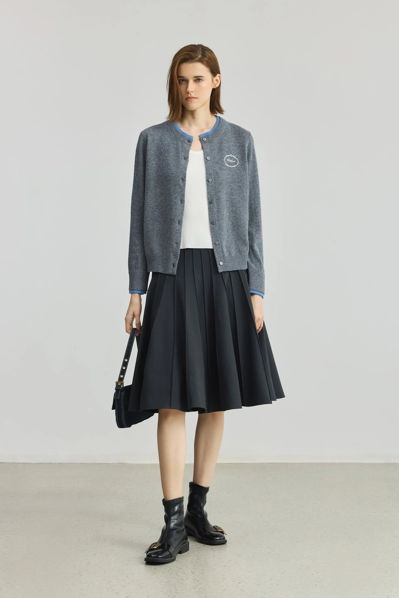 LILY Grey-Toned Preppy High-Waisted Pleated Mini Skirt - Image 5