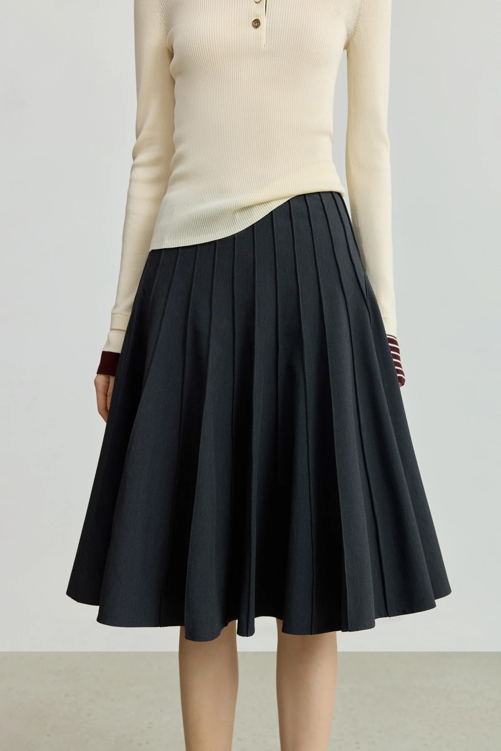 LILY Grey-Toned Preppy High-Waisted Pleated Mini Skirt - Image 6