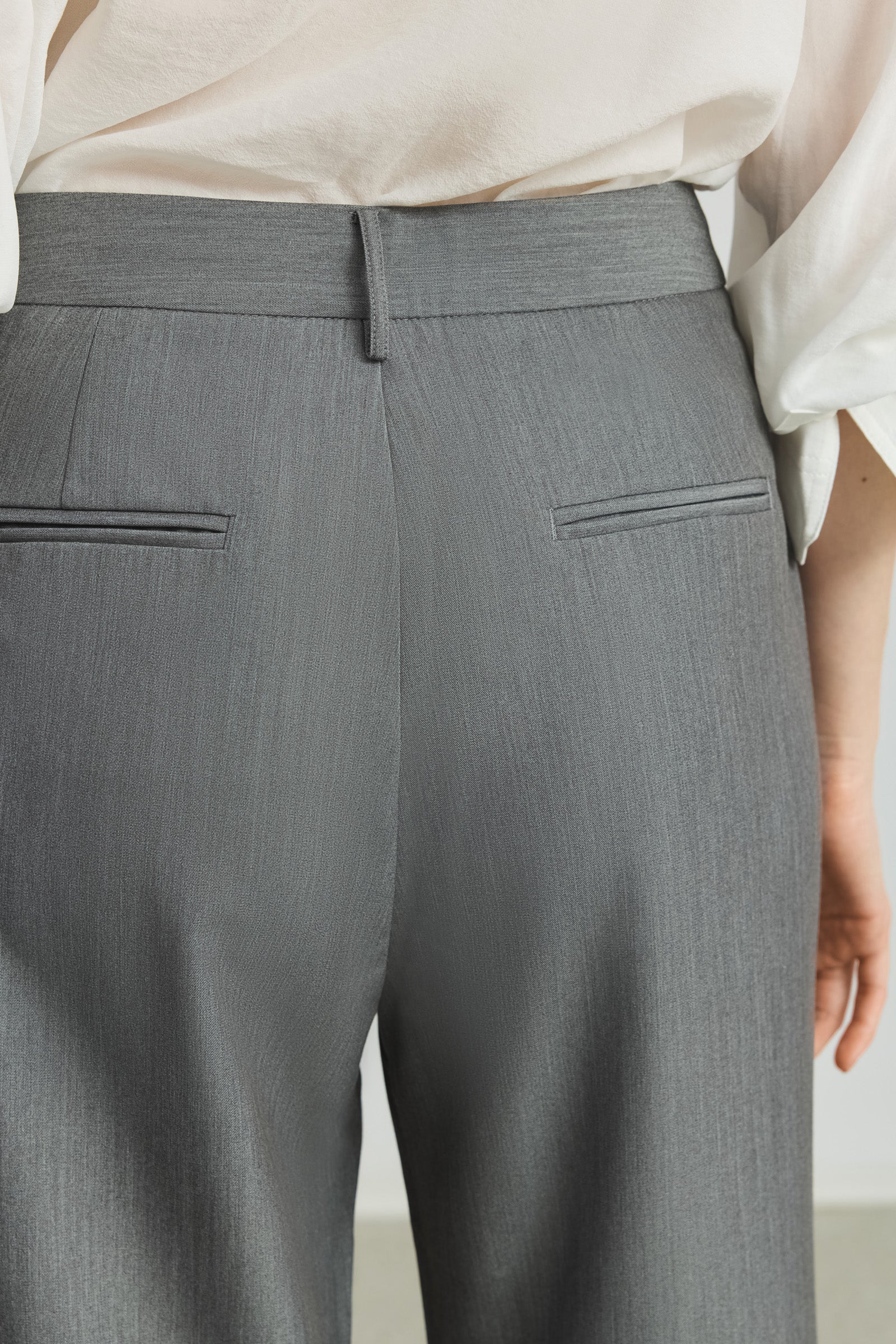 LILY Grey-Toned Tailored High-Waisted Flared Trousers - Image 7