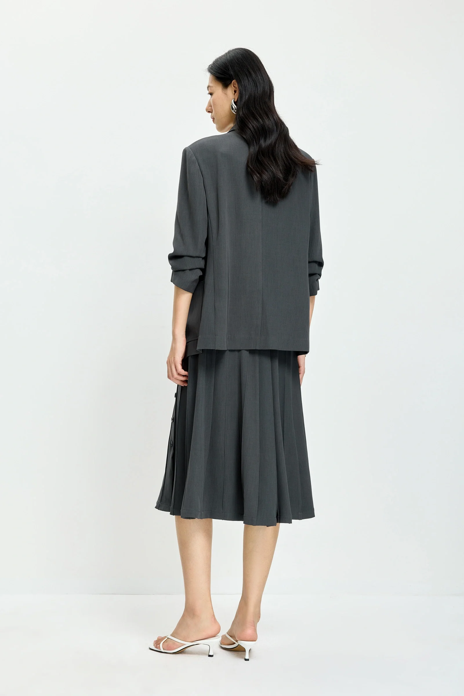LILY Grey Wrap-A-Line Pleated Skirt - Image 4