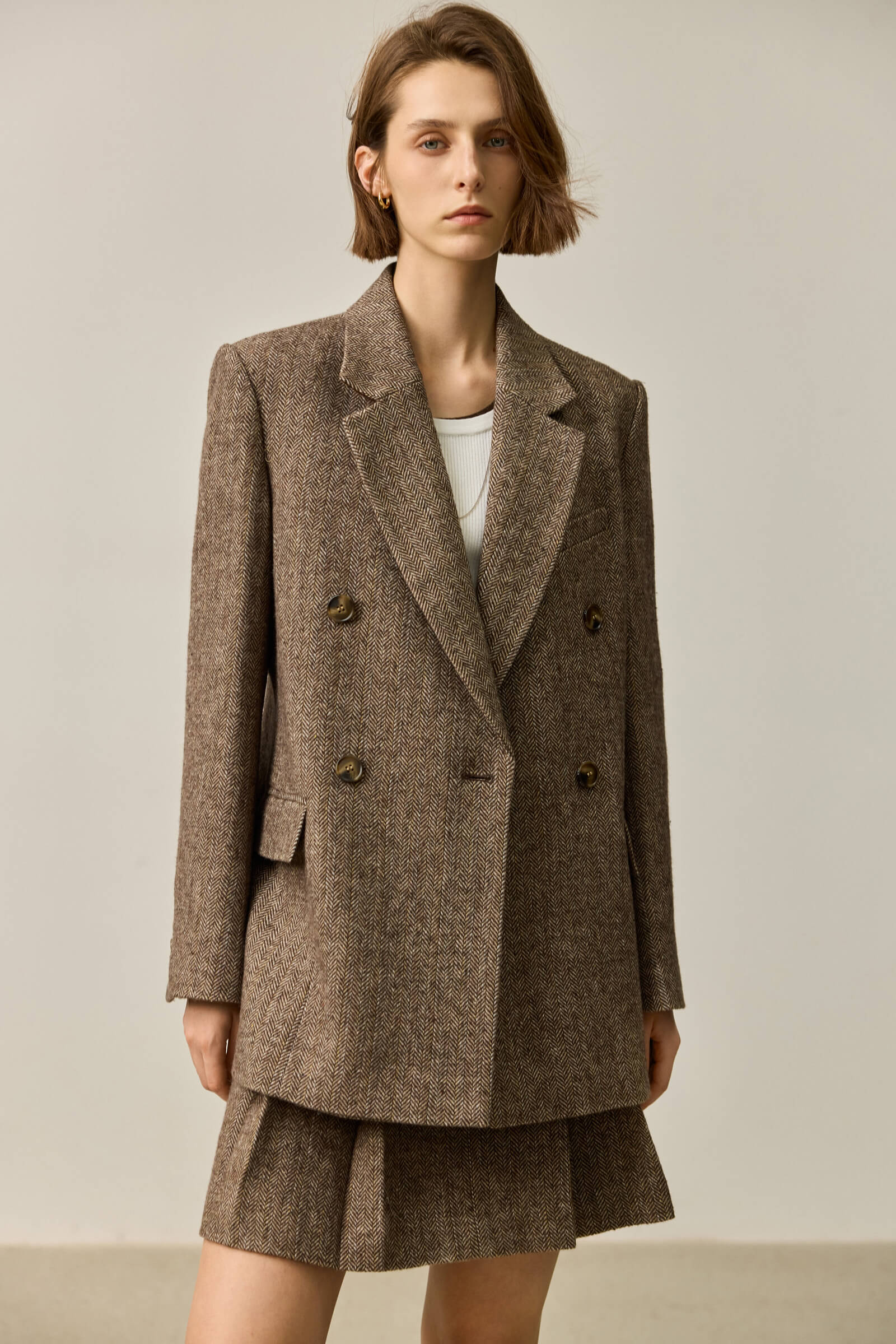 LILY Herringbone Double-Breasted Blazer - Image 7