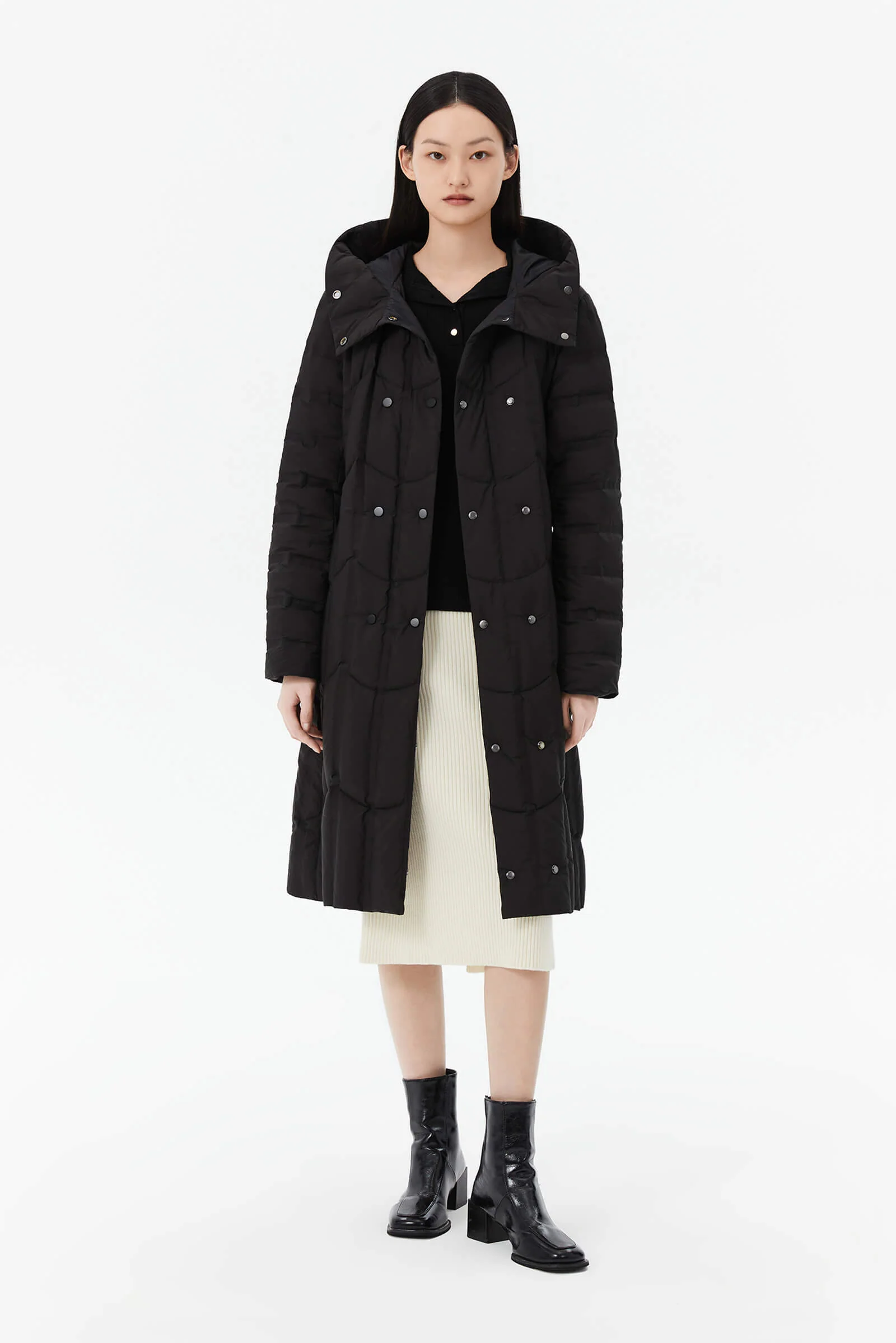 LILY Hooded Goose Down Long Down Coat - Image 15